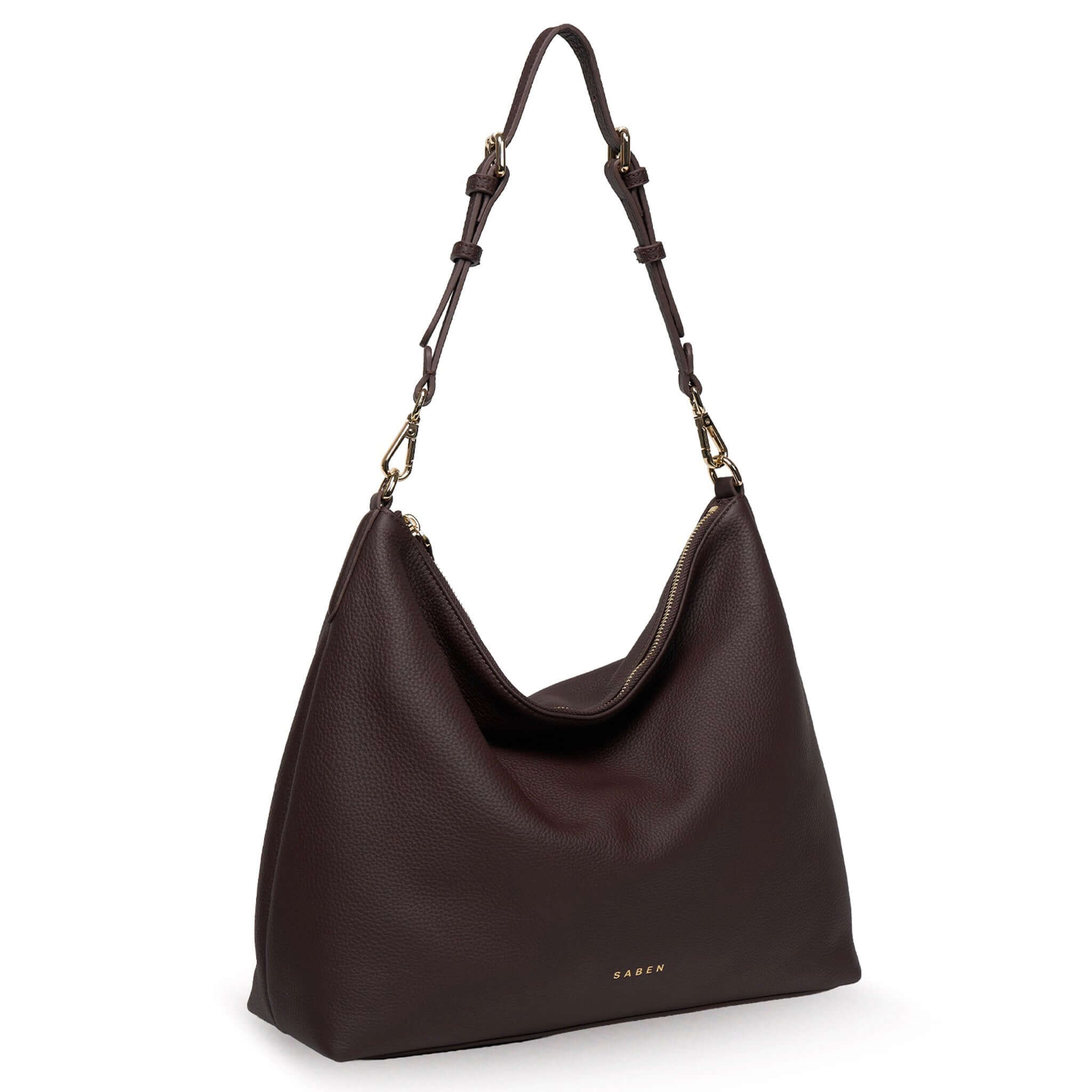 Saben Miki Shoulder Bag - Cacao Luxe, a stylish and practical leather shoulder bag in rich brown.
