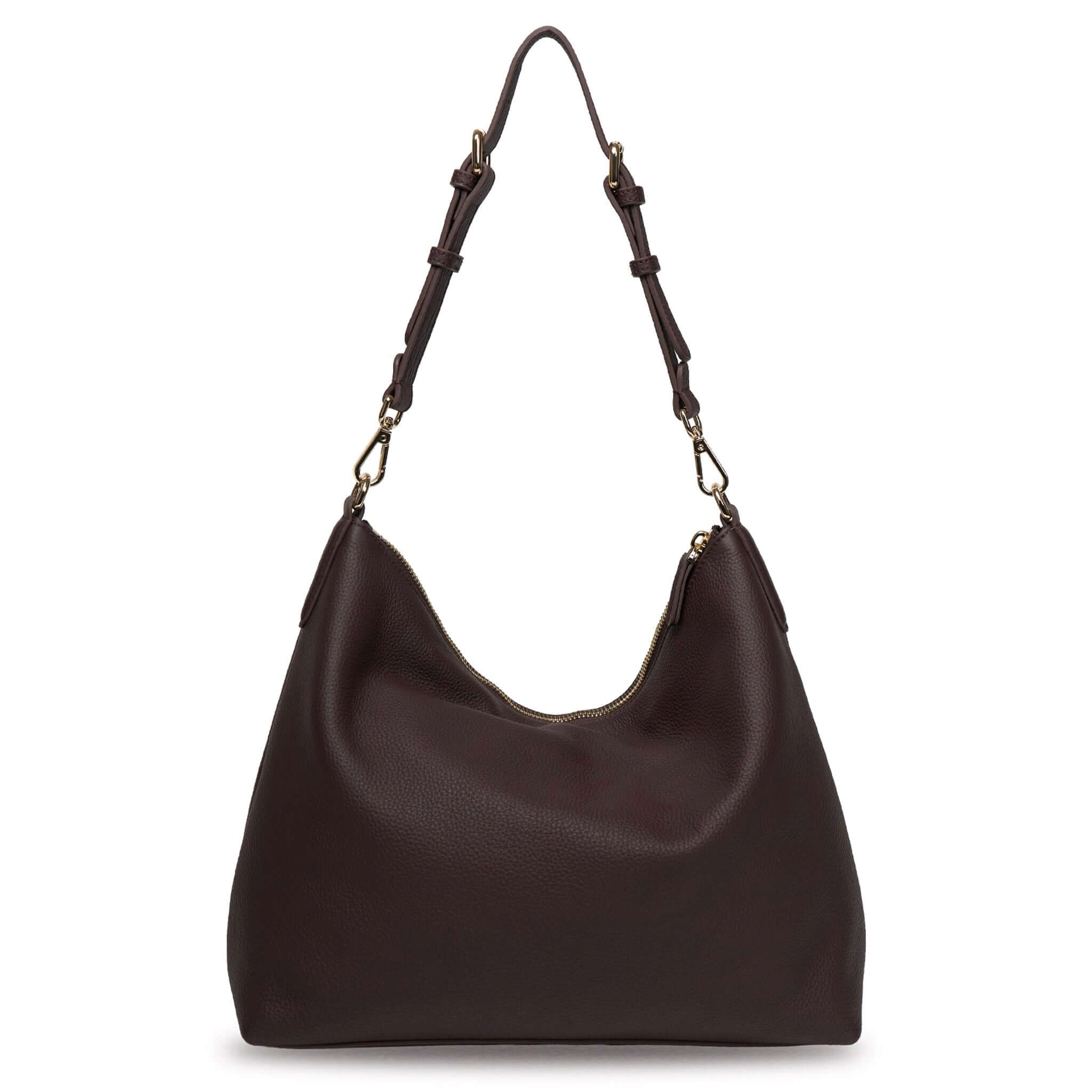 Saben Miki Shoulder Bag - Cacao Luxe, premium leather shoulder bag in rich cacao color.