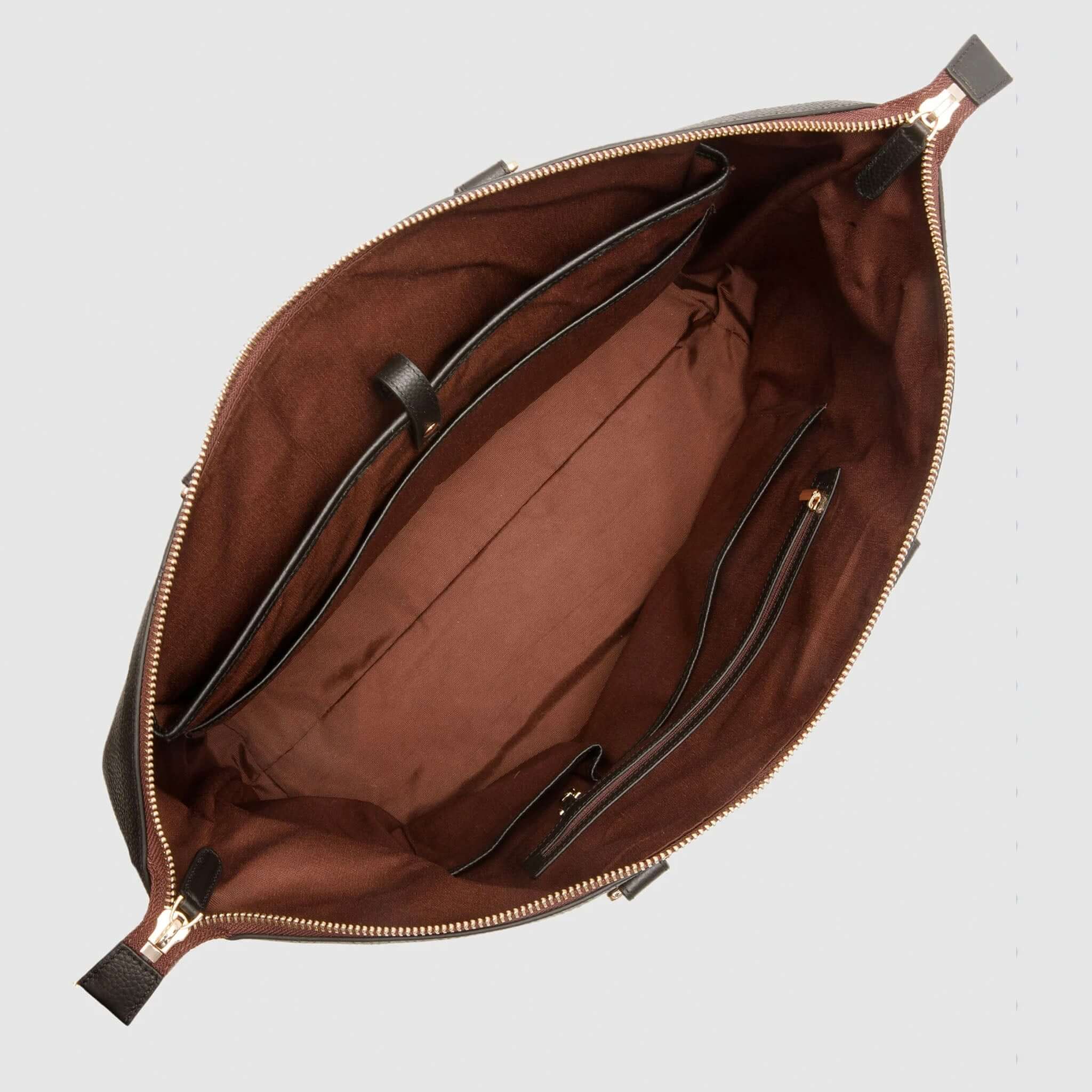 Alt Tag: Saben Milan Carry-All Bag - Hunter Green interior view with water-resistant lining, zip pocket and organizer compartments