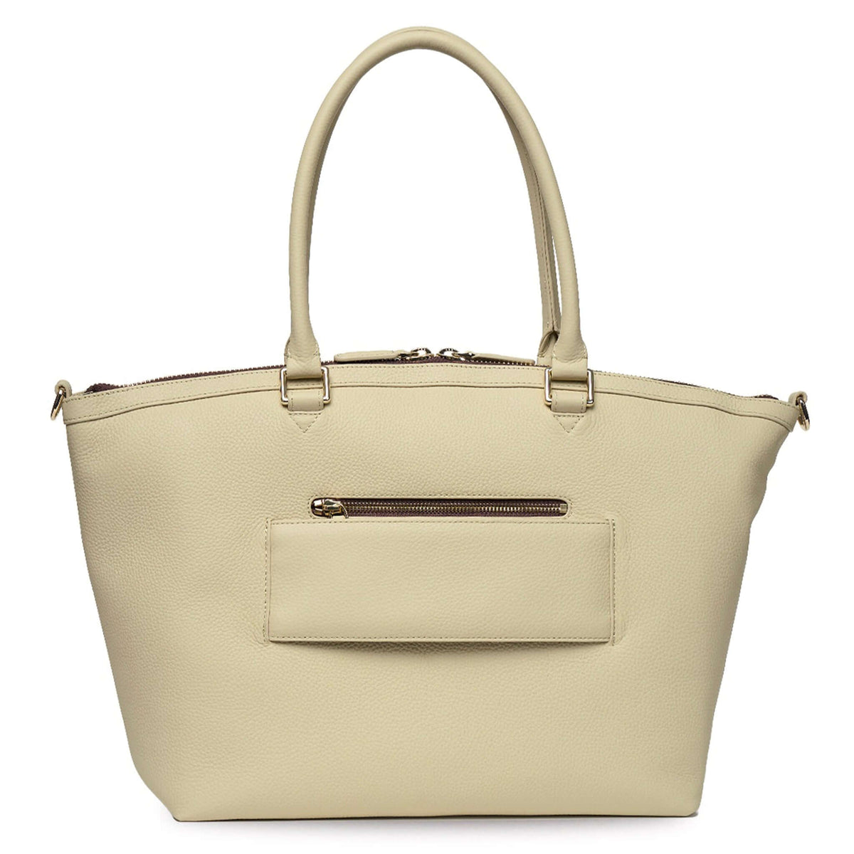 Saben Milan Carry-All Bag - Oyster, stylish beige tote with spacious design and durable water-resistant lining.