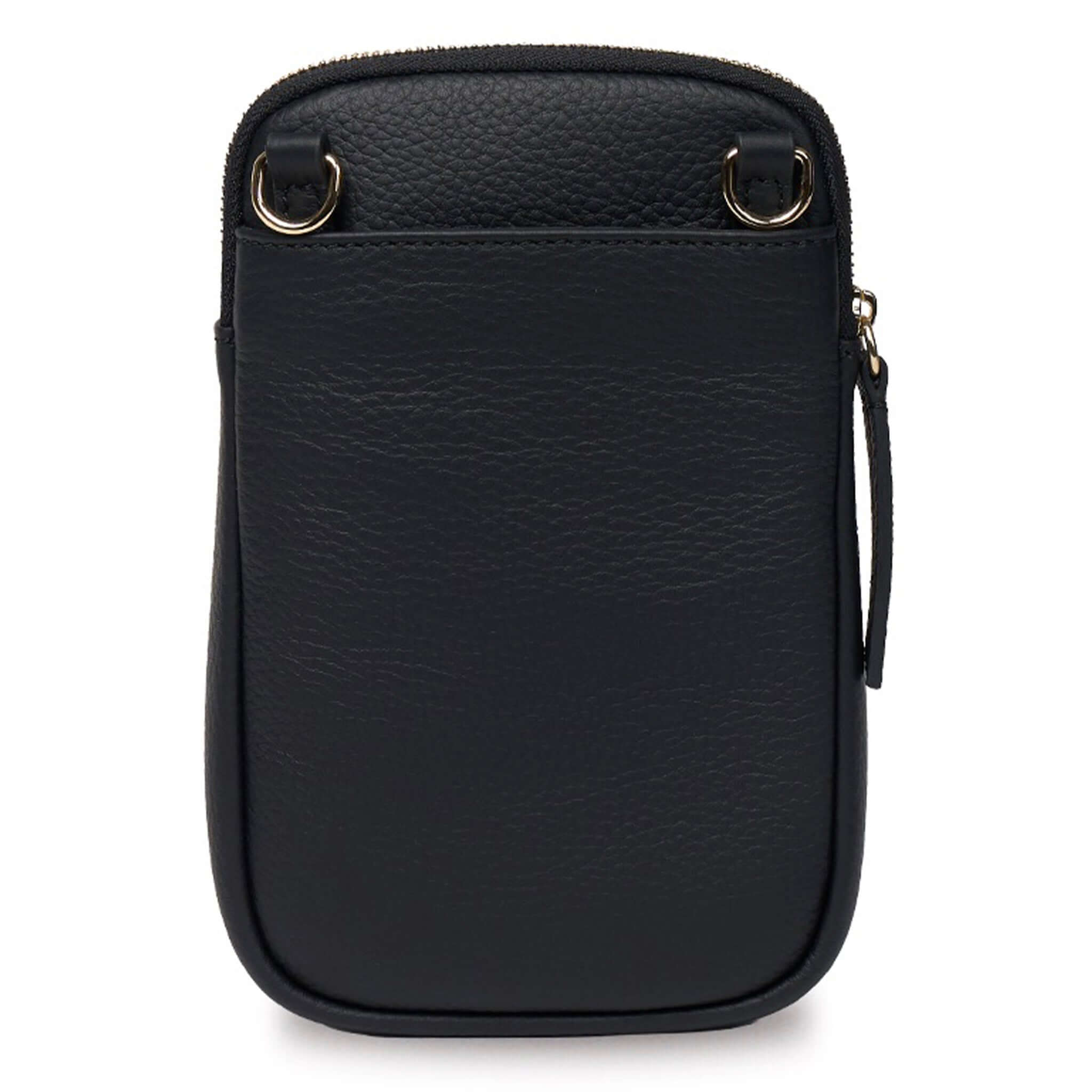 Saben Nikko Pocket Phone Sling - Black Luxe front view showcasing premium leather design.