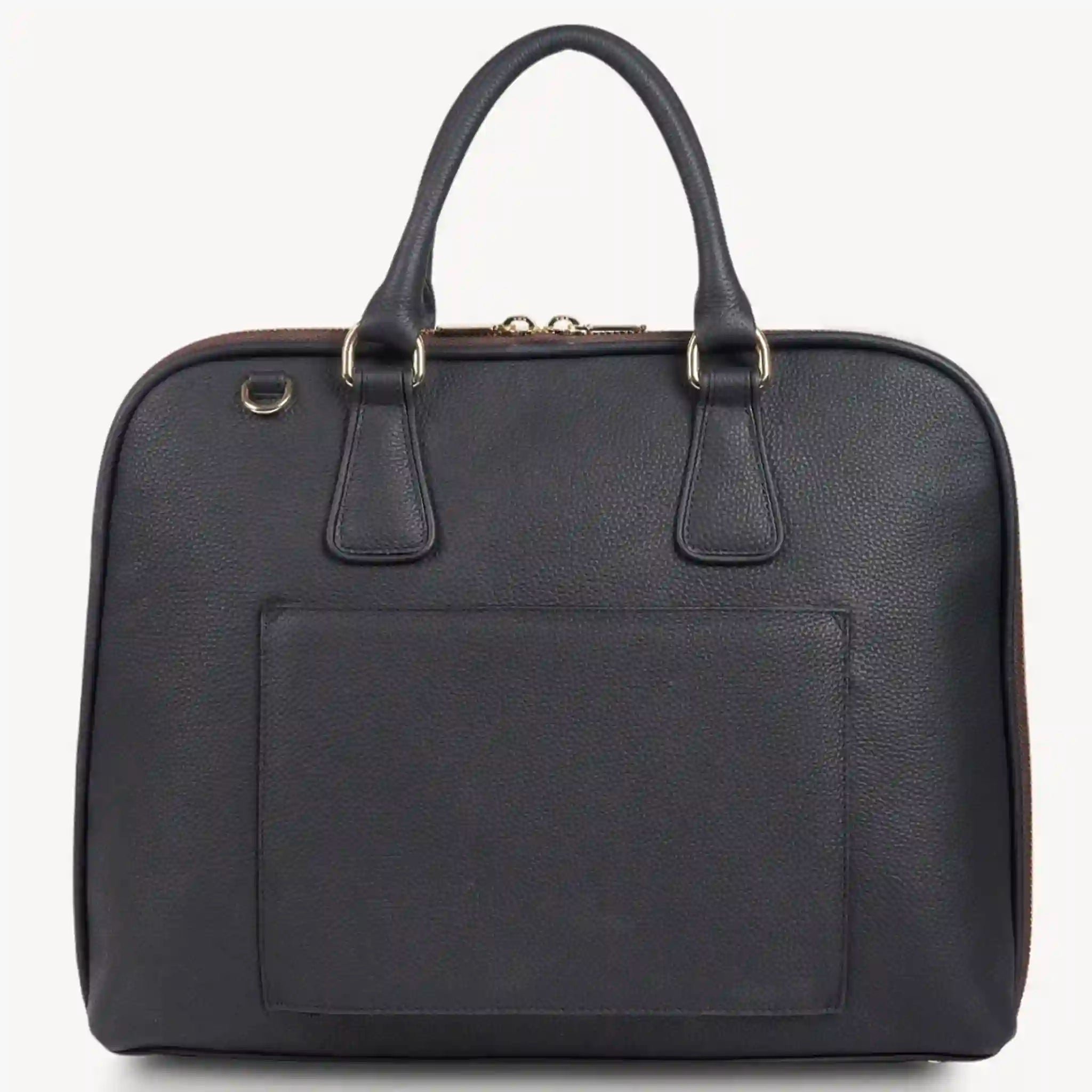 Black leather briefcase on a white background