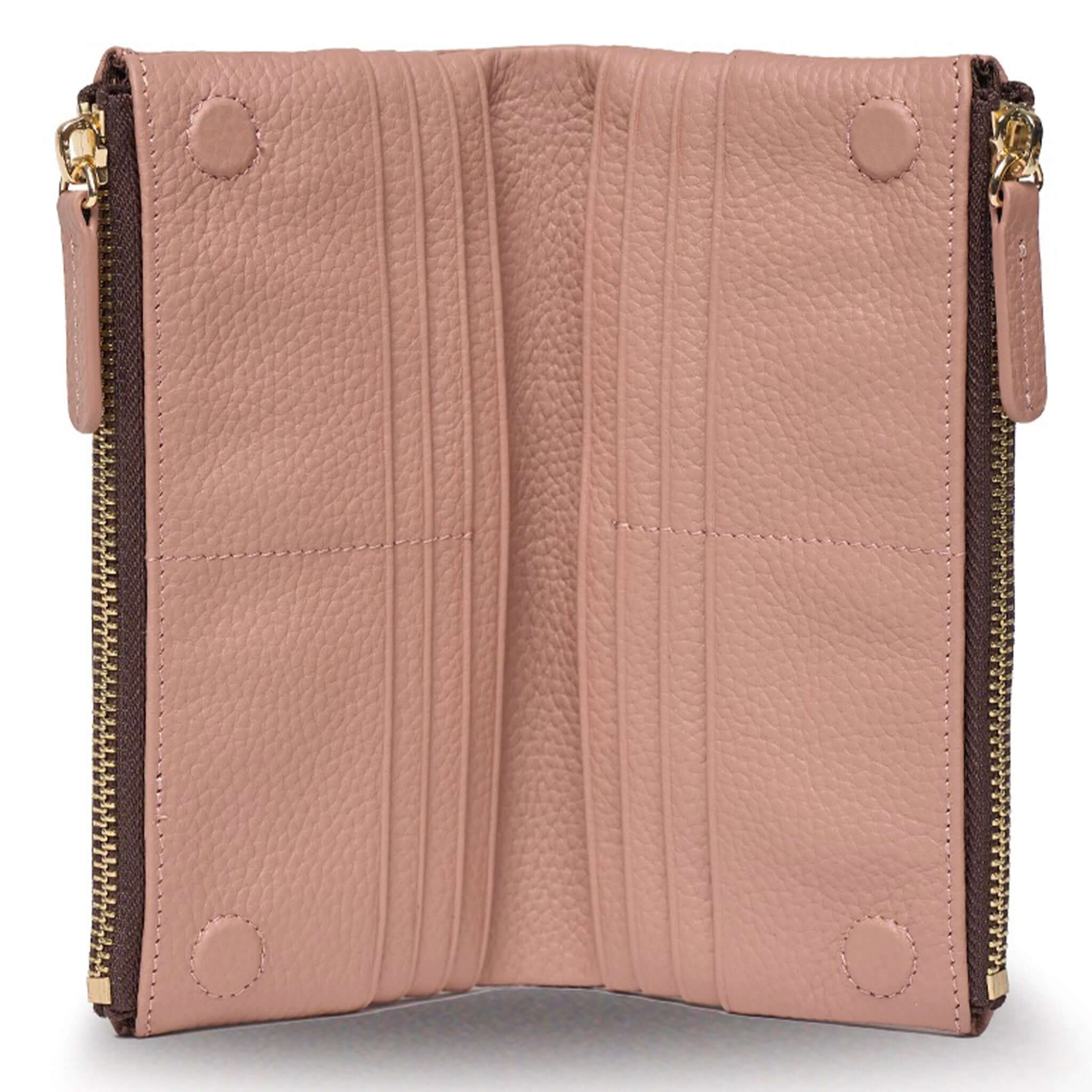 Saben Sam Wallet - Rosewater interior showcasing card slots and soft leather design.