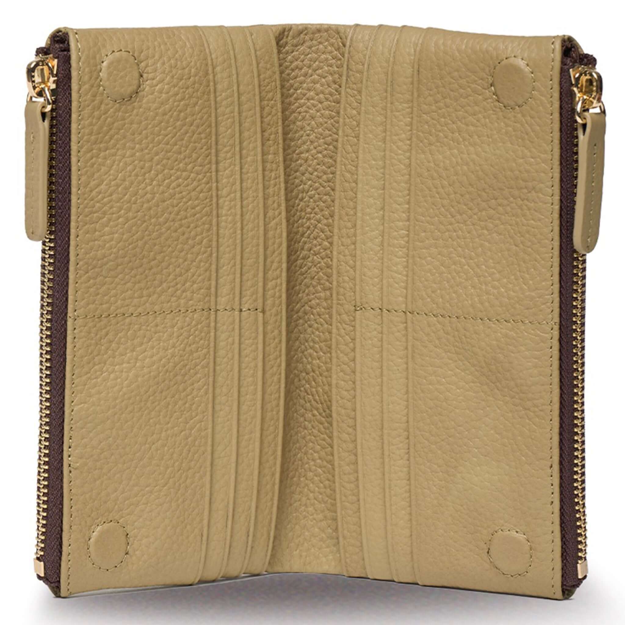 Saben Sam Wallet - Willow interior features eight card slots and three note pockets, crafted from smooth leather.