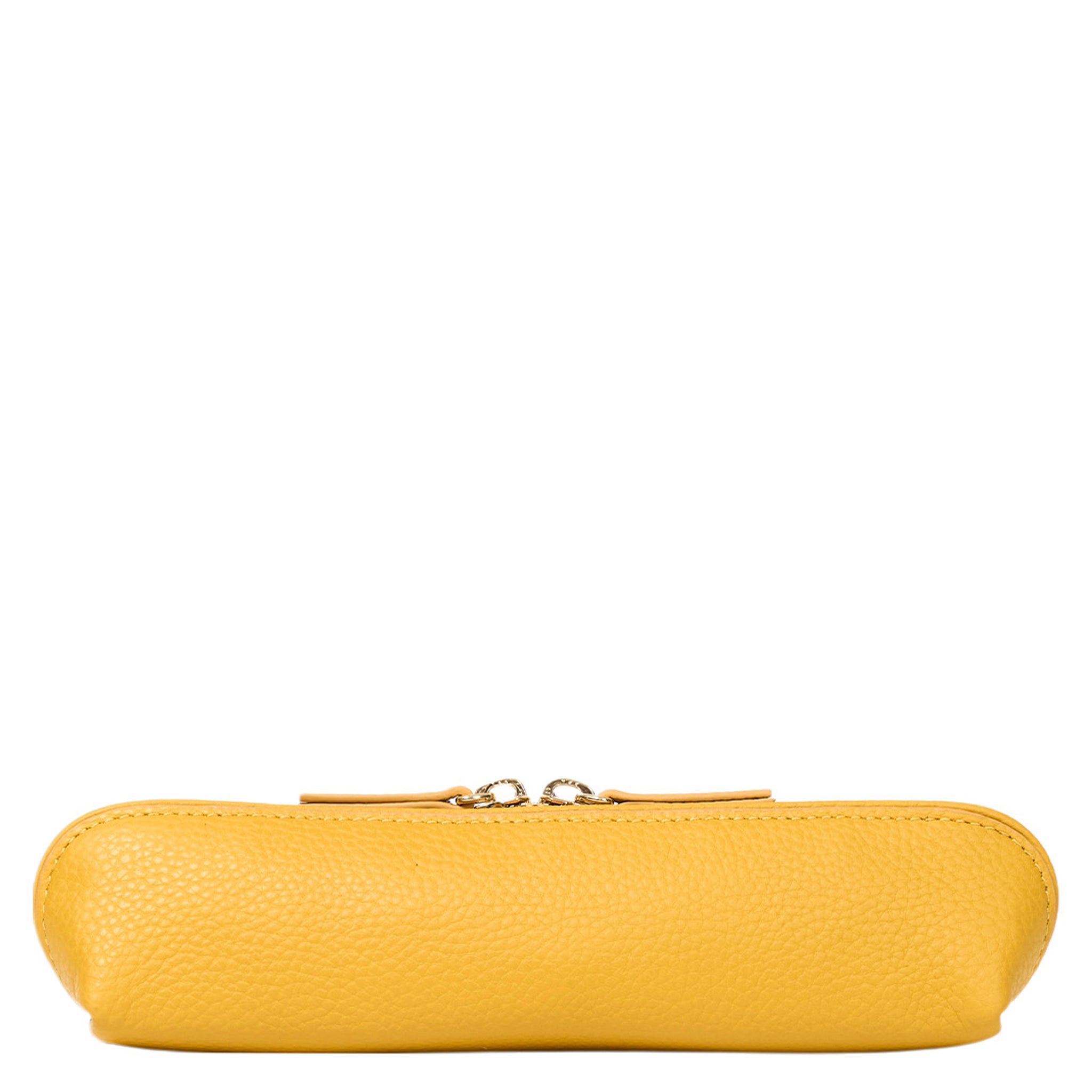 Yellow textured pencil case on a white background