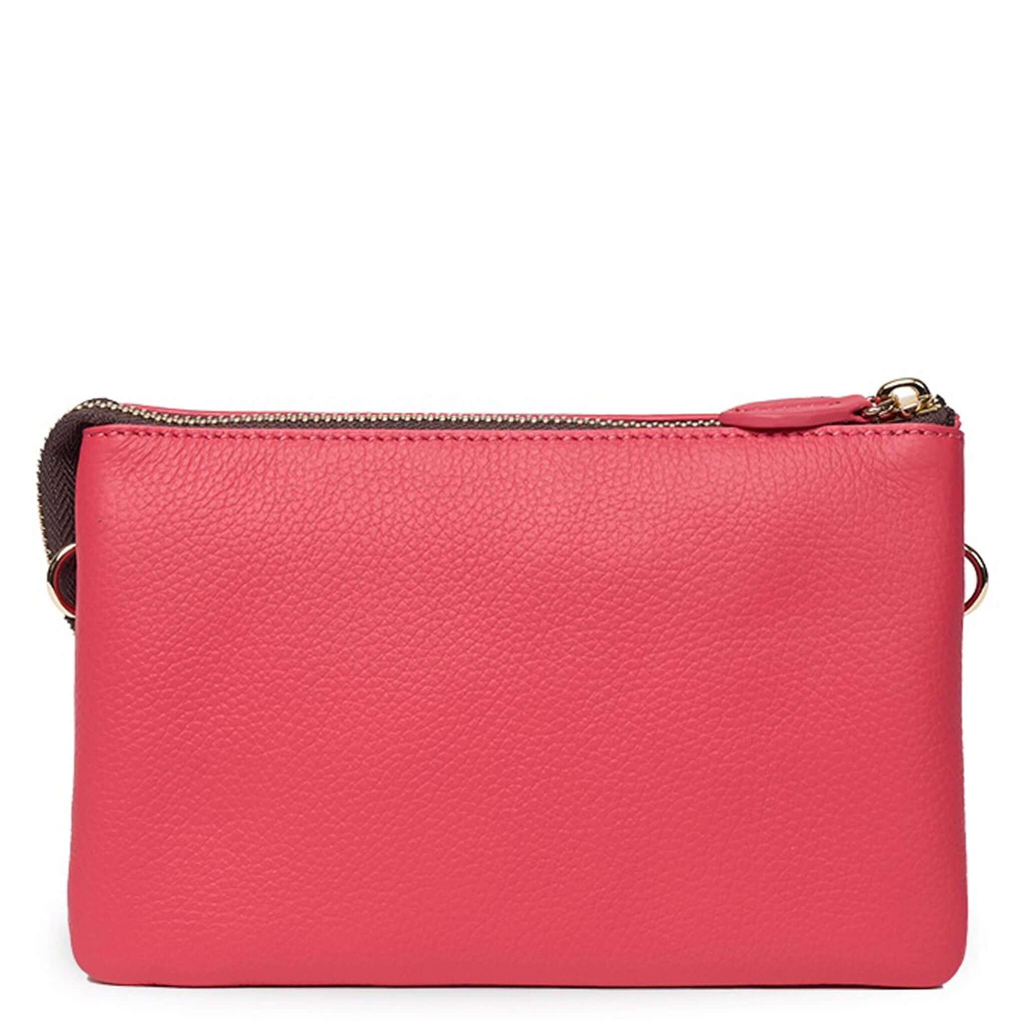 Saben Tilly Crossbody Bag - Azalea in vibrant pink leather, featuring a zipper and versatile design.