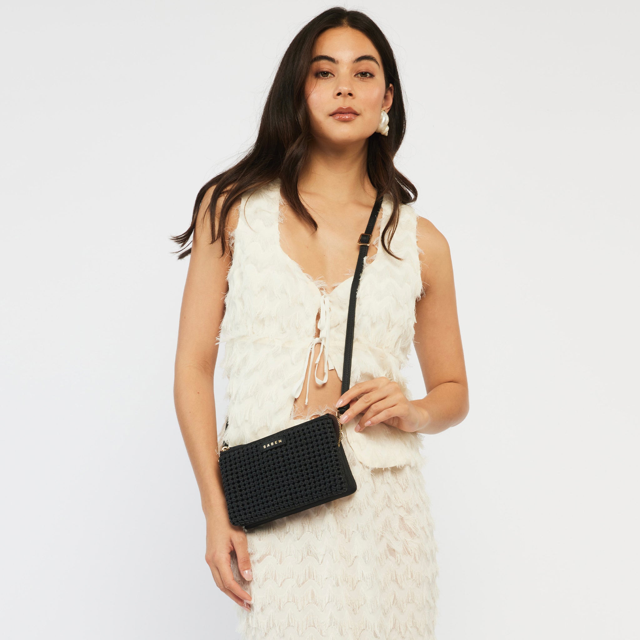 Saben Tilly Crossbody Bag - Black Fine Braid
