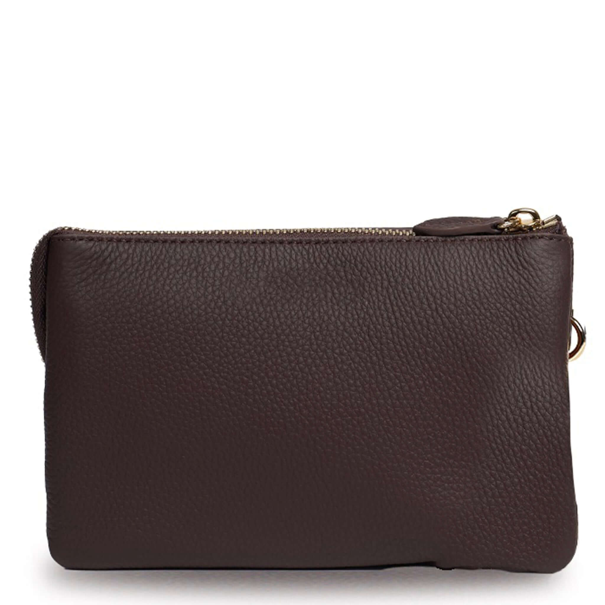 Saben Tilly Crossbody Bag - Cacao, stylish leather wallet and clutch in rich chocolate brown.
