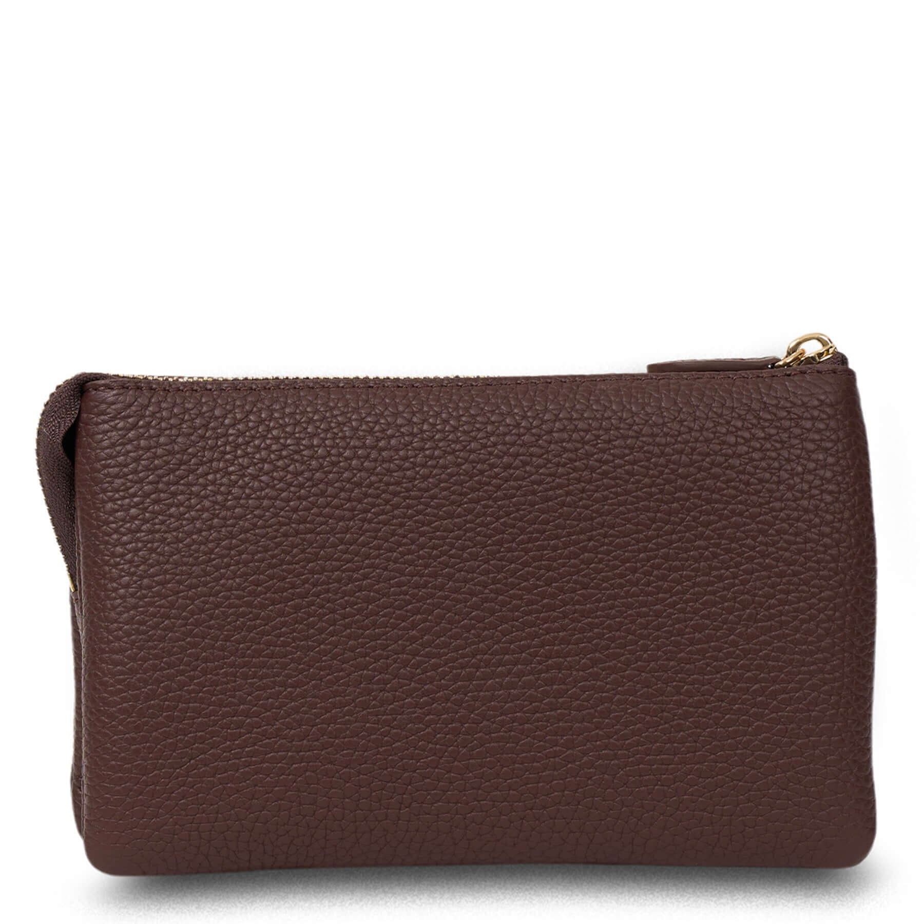 Alt Tag: Saben Tilly Crossbody Bag - Espresso leather wallet clutch crossbody pouch in espresso brown with zip closure