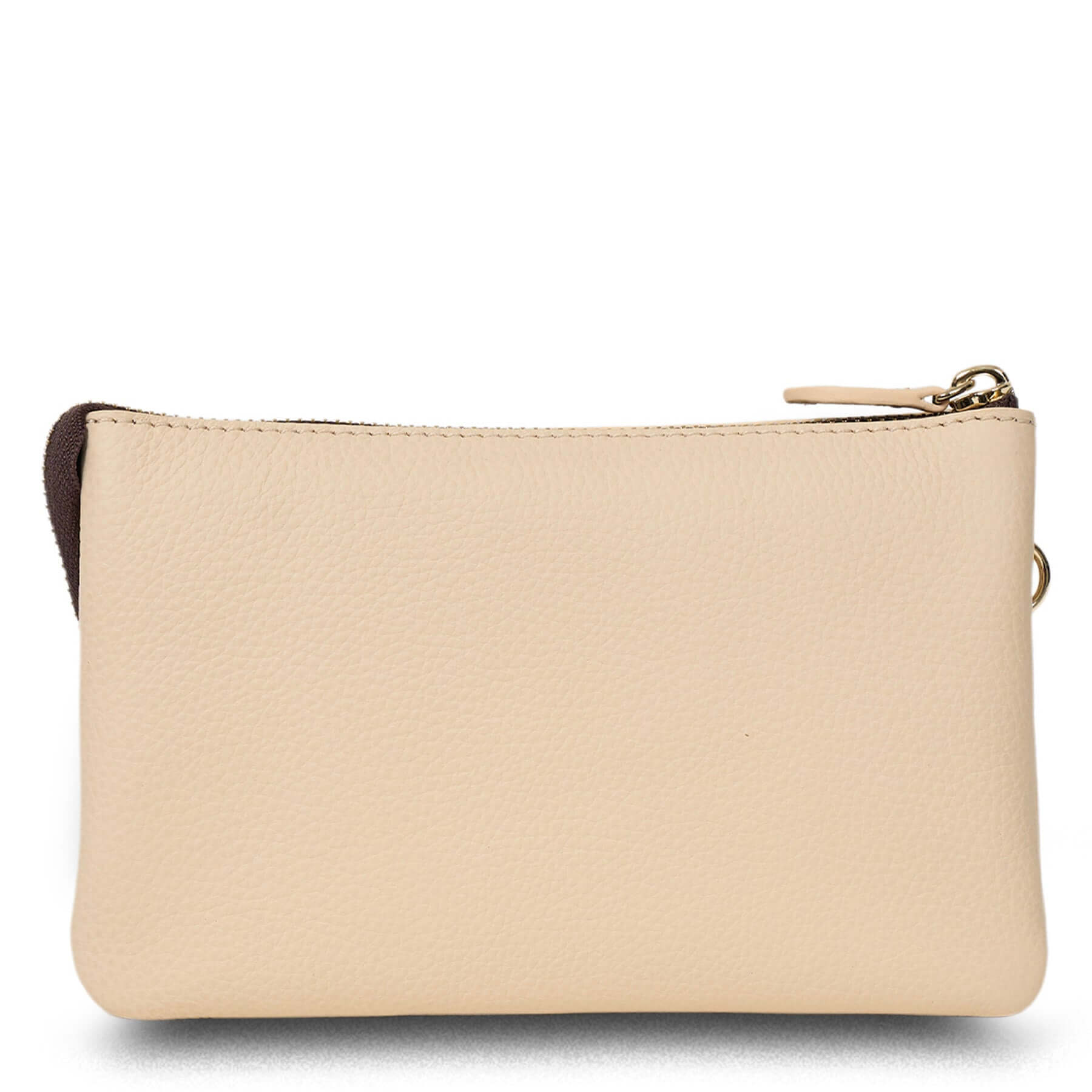 Alt Tag: Saben Tilly Crossbody Bag - Vanilla leather wallet clutch pouch with zip closure and gold hardware