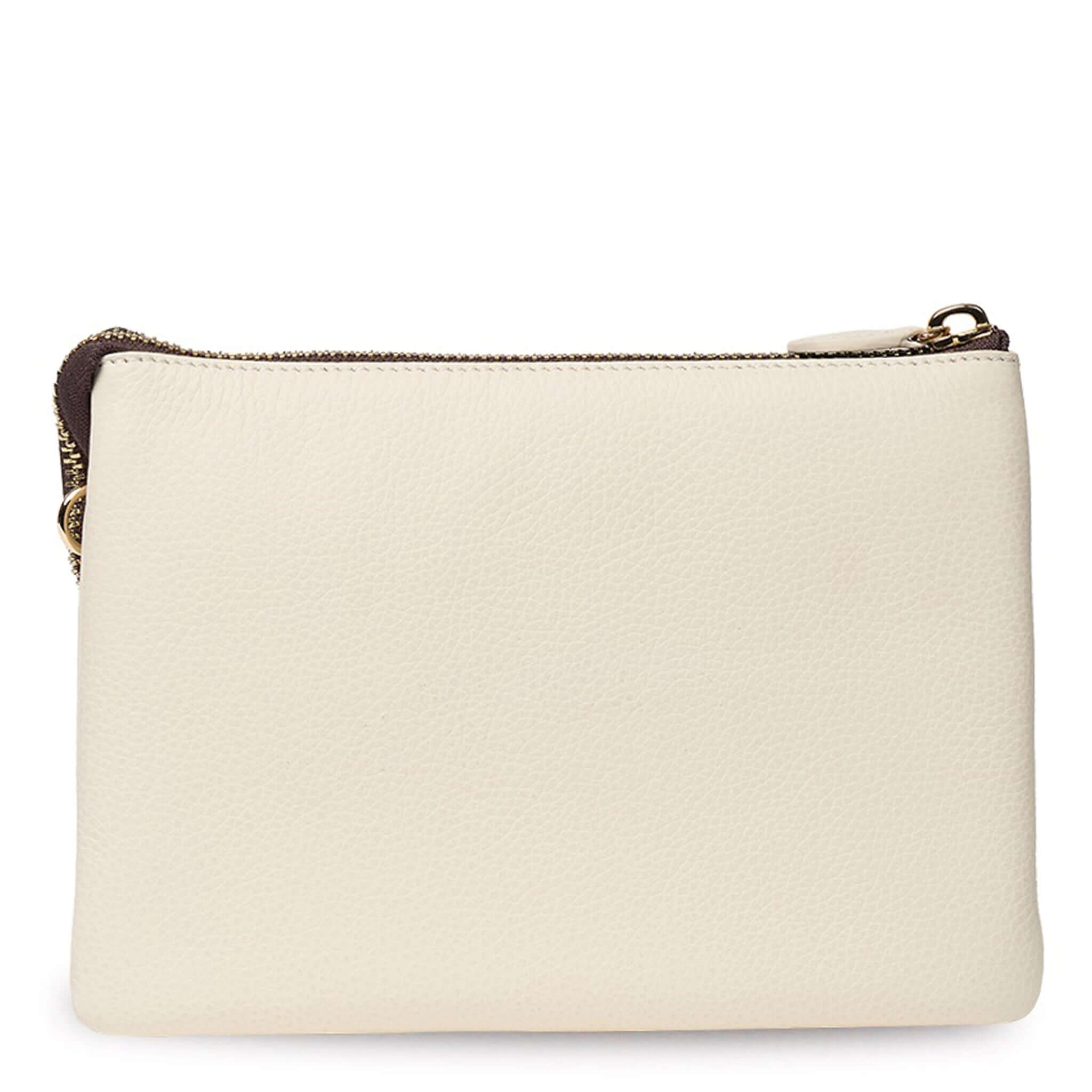 Saben Tilly's Big Sis Crossbody Bag - Quartz in soft cream pebbled leather with gold hardware and zip closure.