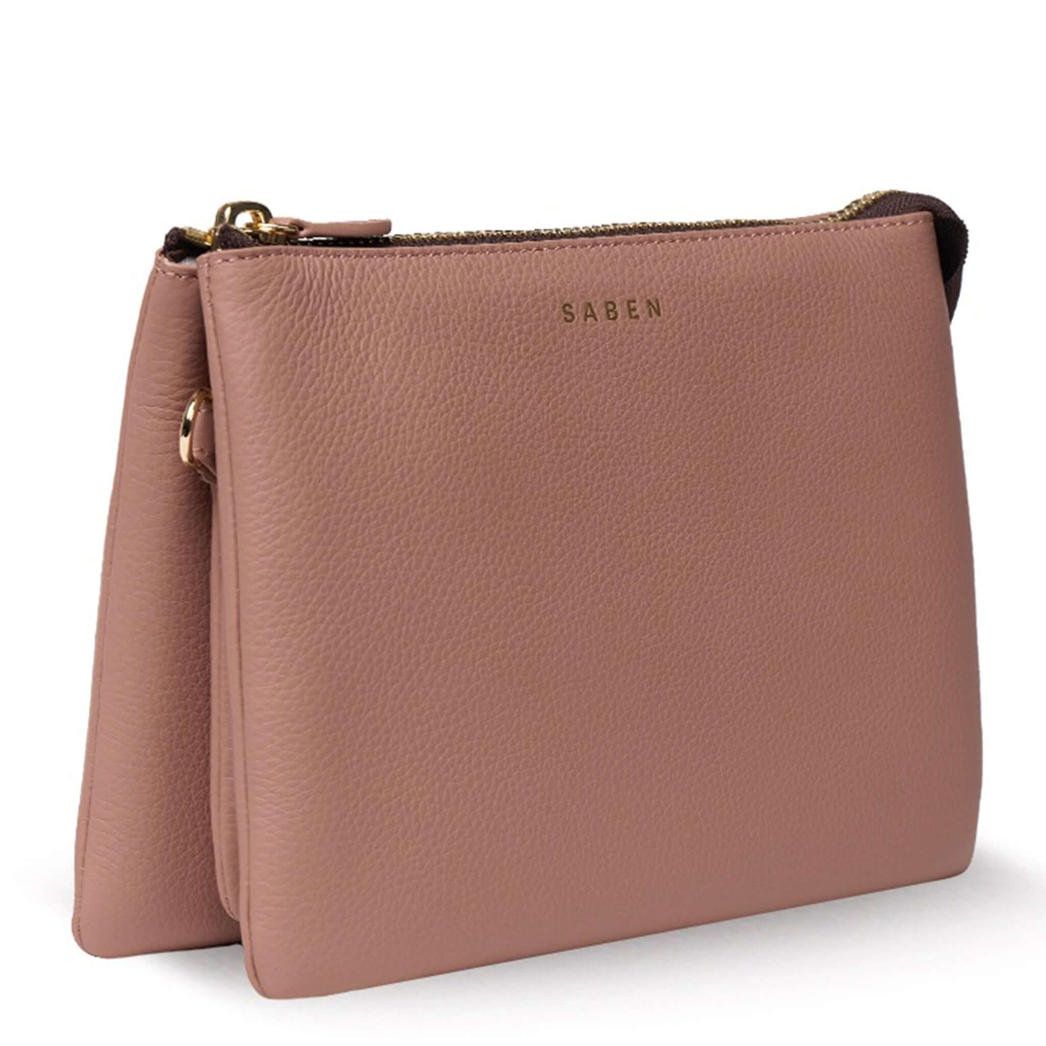 Saben Tilly's Big Sis Crossbody Bag - Rosewater in pebbled leather, perfect for work or weekend style.