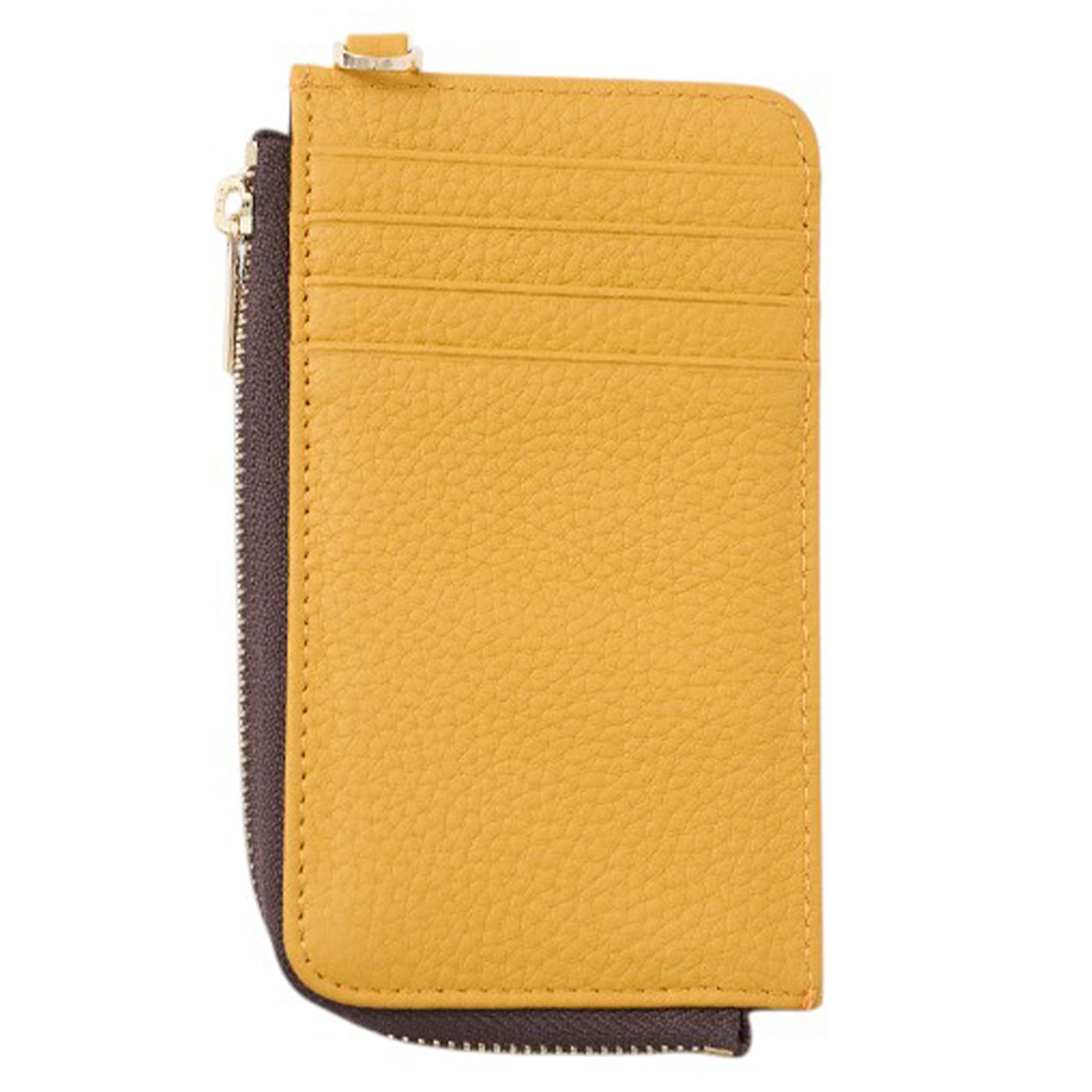 Yellow wallet with a zipper on a white background