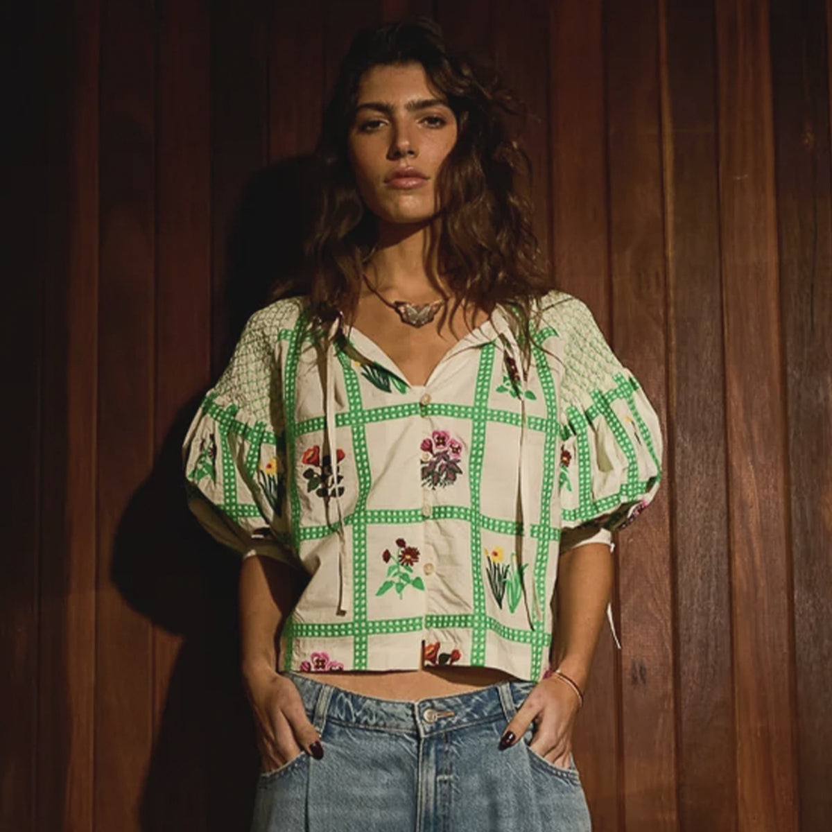 Sage x Clare Florina Blouse - Porcelain