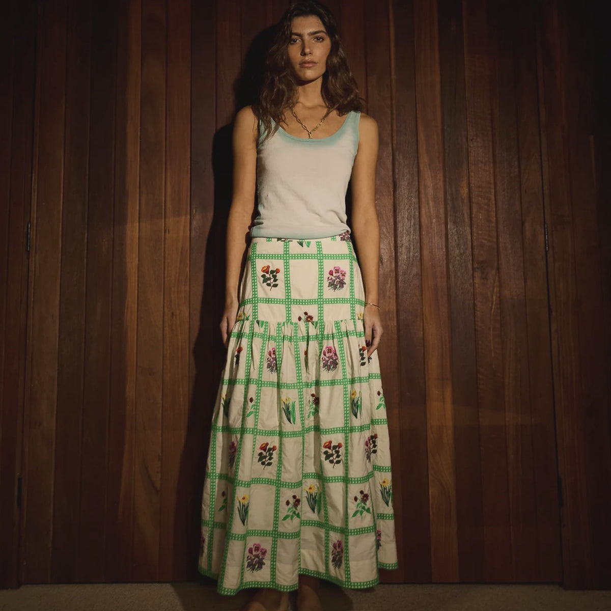 Sage x Clare Florina Maxi Skirt - Porcelain