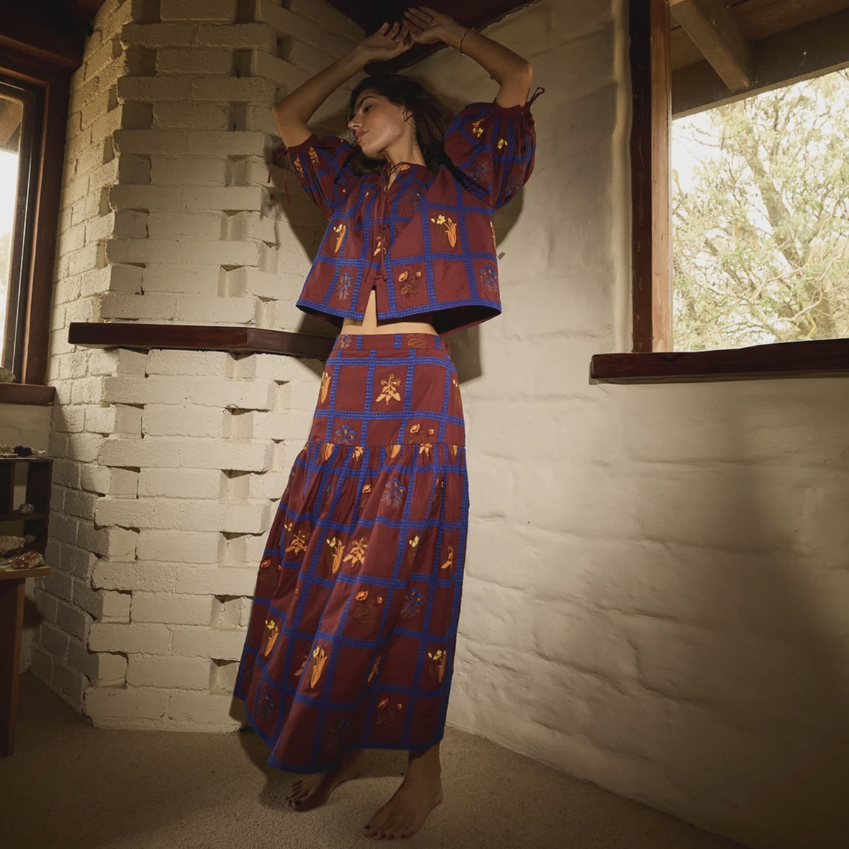 Sage x Clare Florina Maxi Skirt - Rosewood