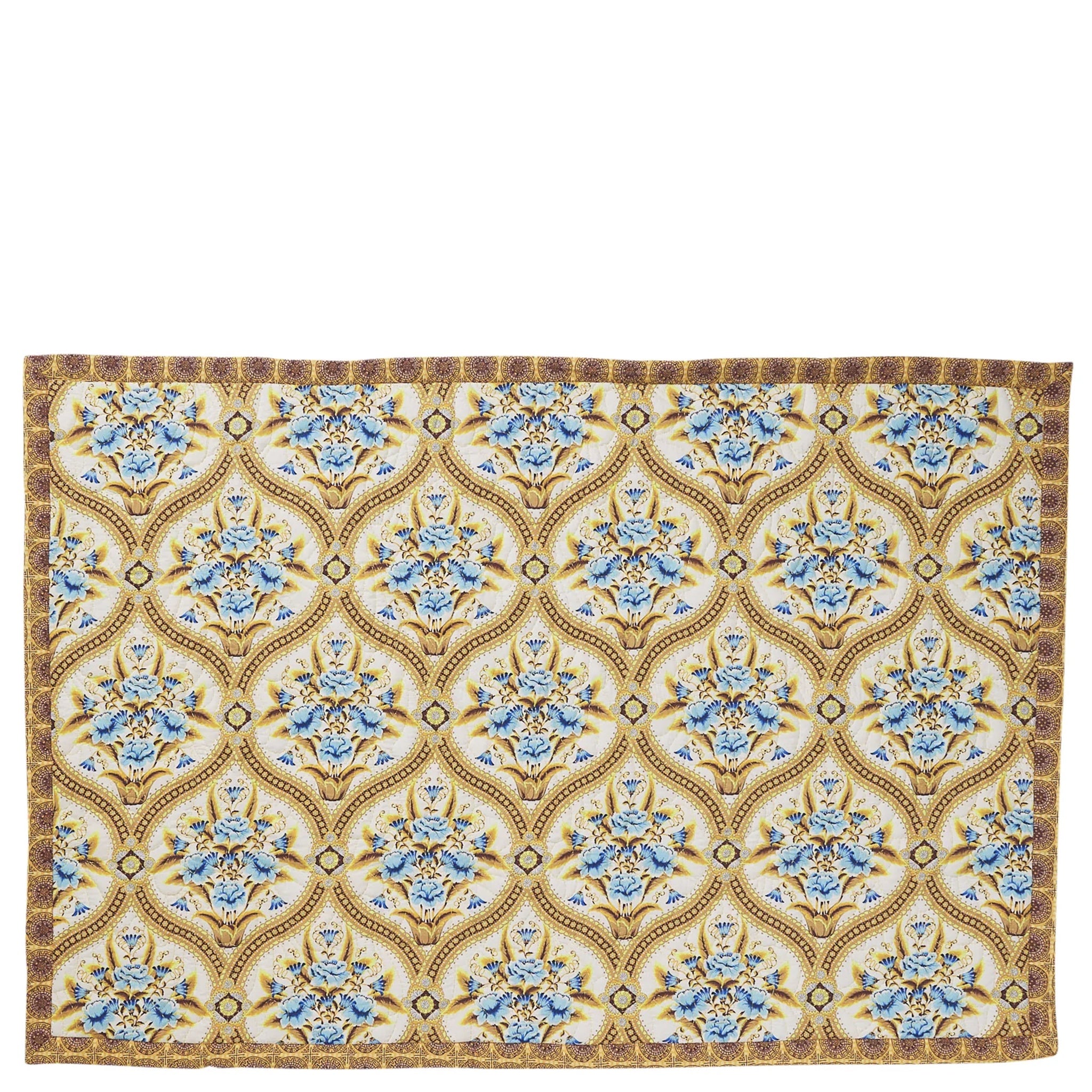 Decorative blanket with floral pattern on a beige background