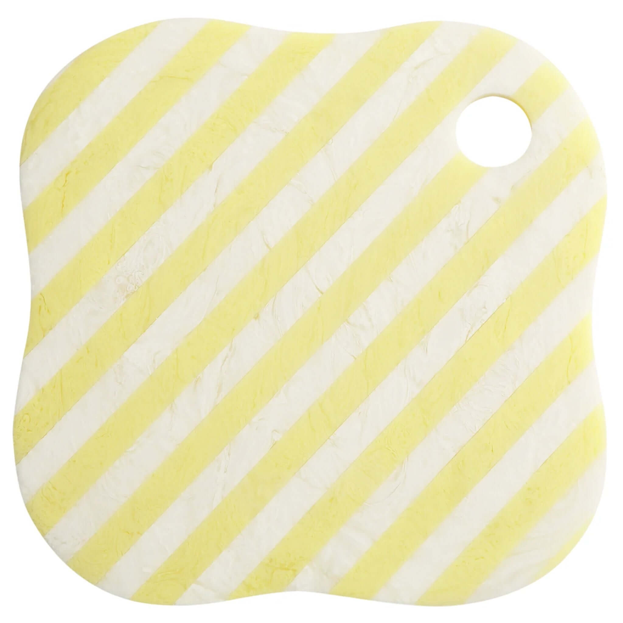 Sage x Clare Theresa Resin Board - Aspen Gold with yellow and ivory diagonal stripes and cut-out handle.