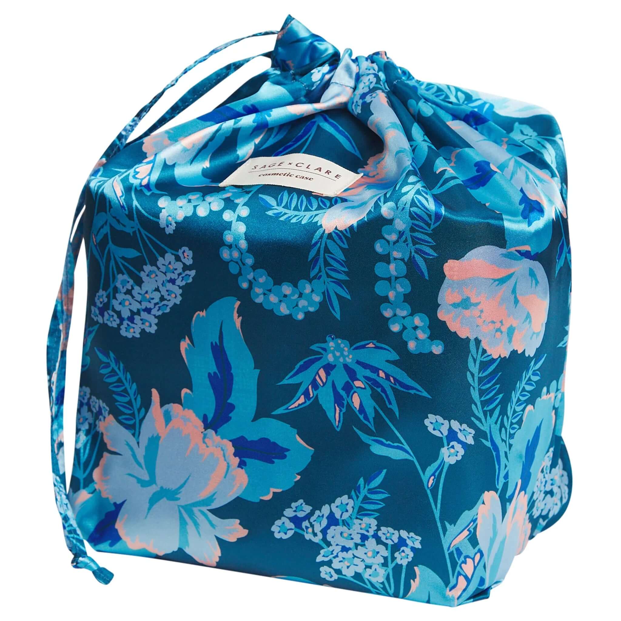 Sage x Clare Bonny Medium Vanity Case - Poppy in vibrant floral design with drawstring closure.