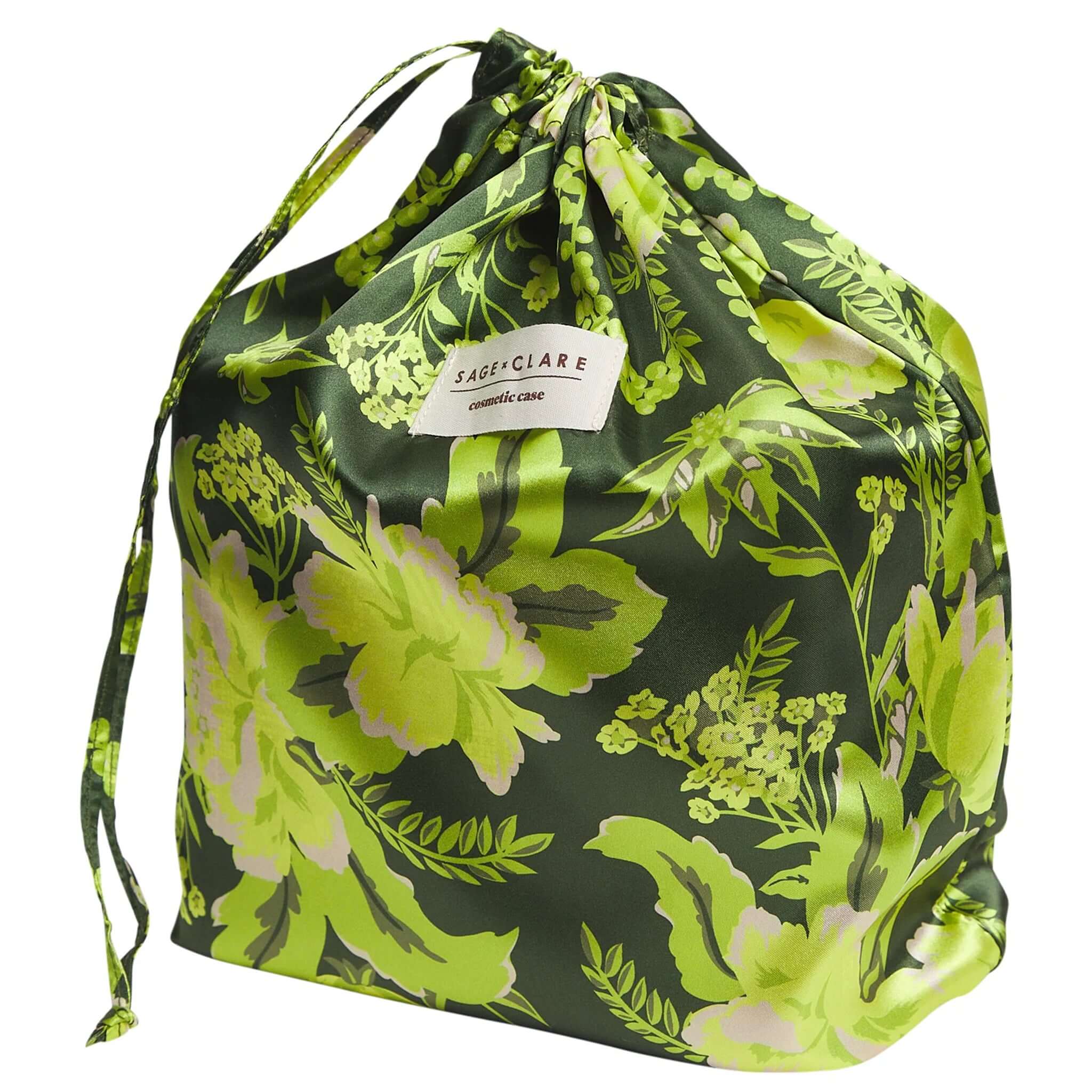 Sage x Clare Bonny Medium Vanity Case - Umber featuring a floral design in vibrant green tones.