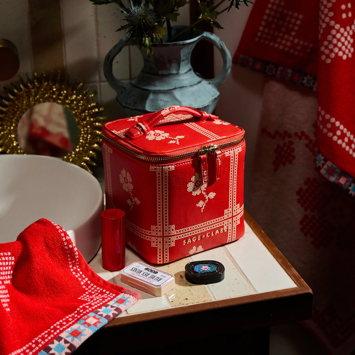 Sage x Clare Bonny Small Vanity Case - Poppy