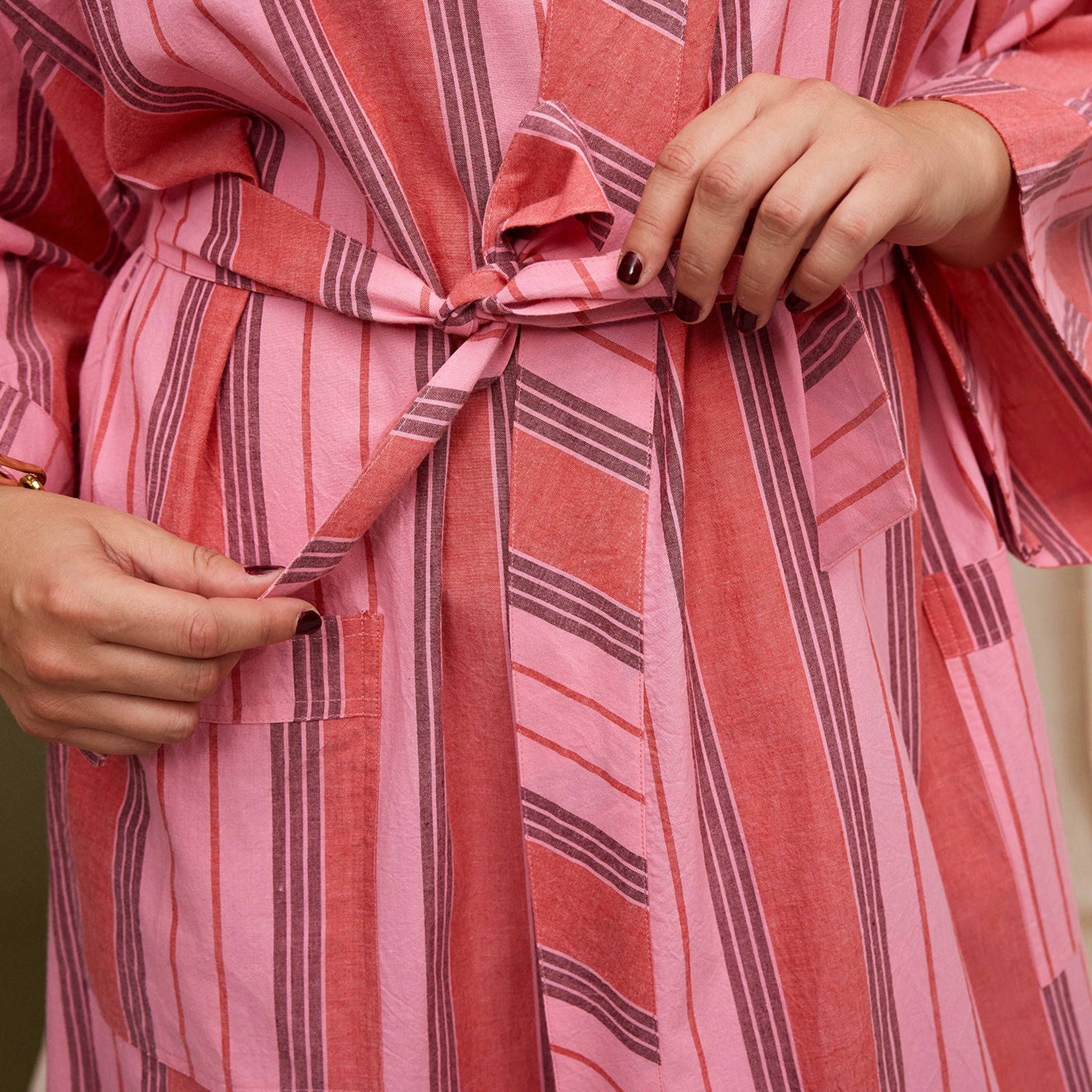 Sage x Clare Brigitte Organic Cotton Bath Robe - Scarlet