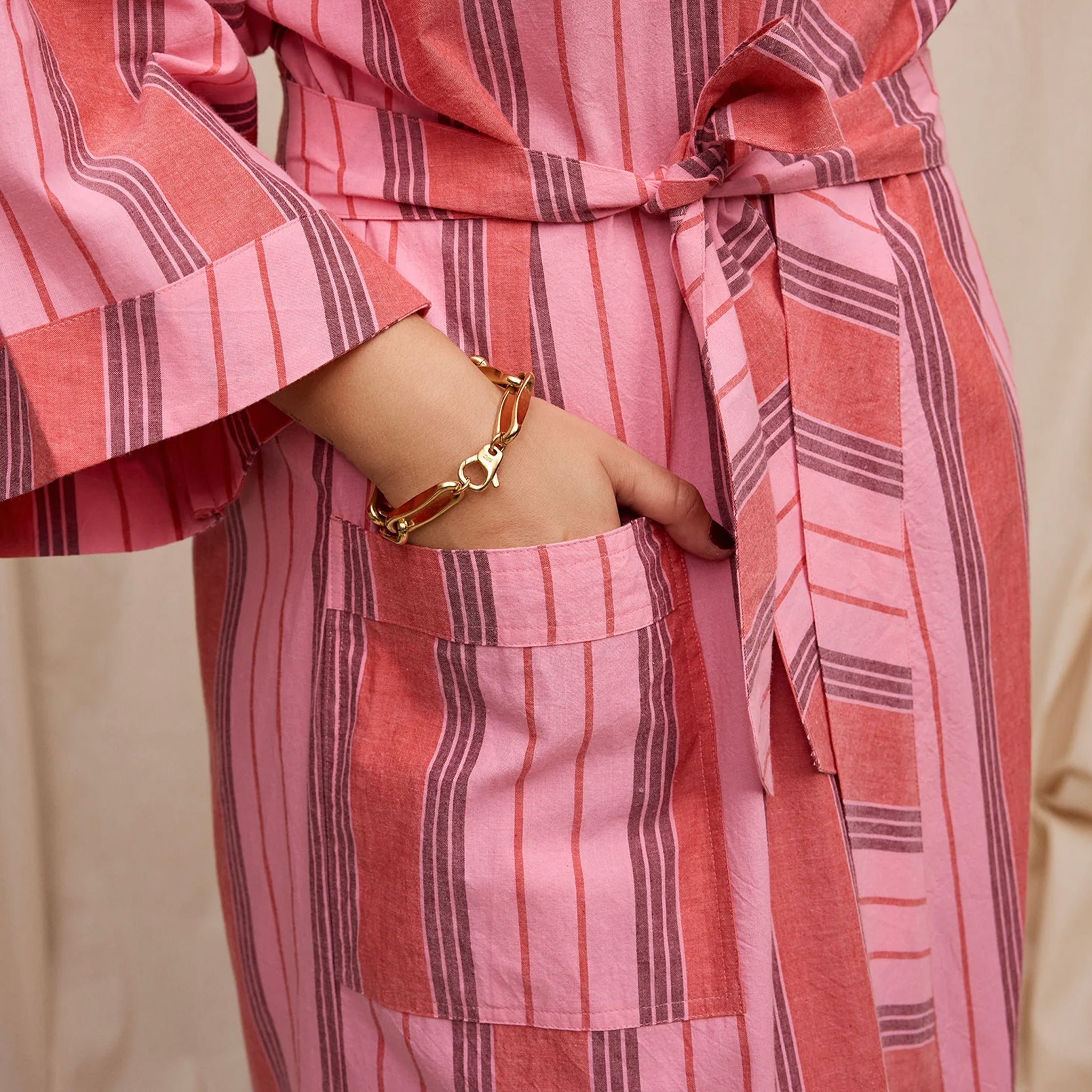 Sage x Clare Brigitte Organic Cotton Bath Robe - Scarlet