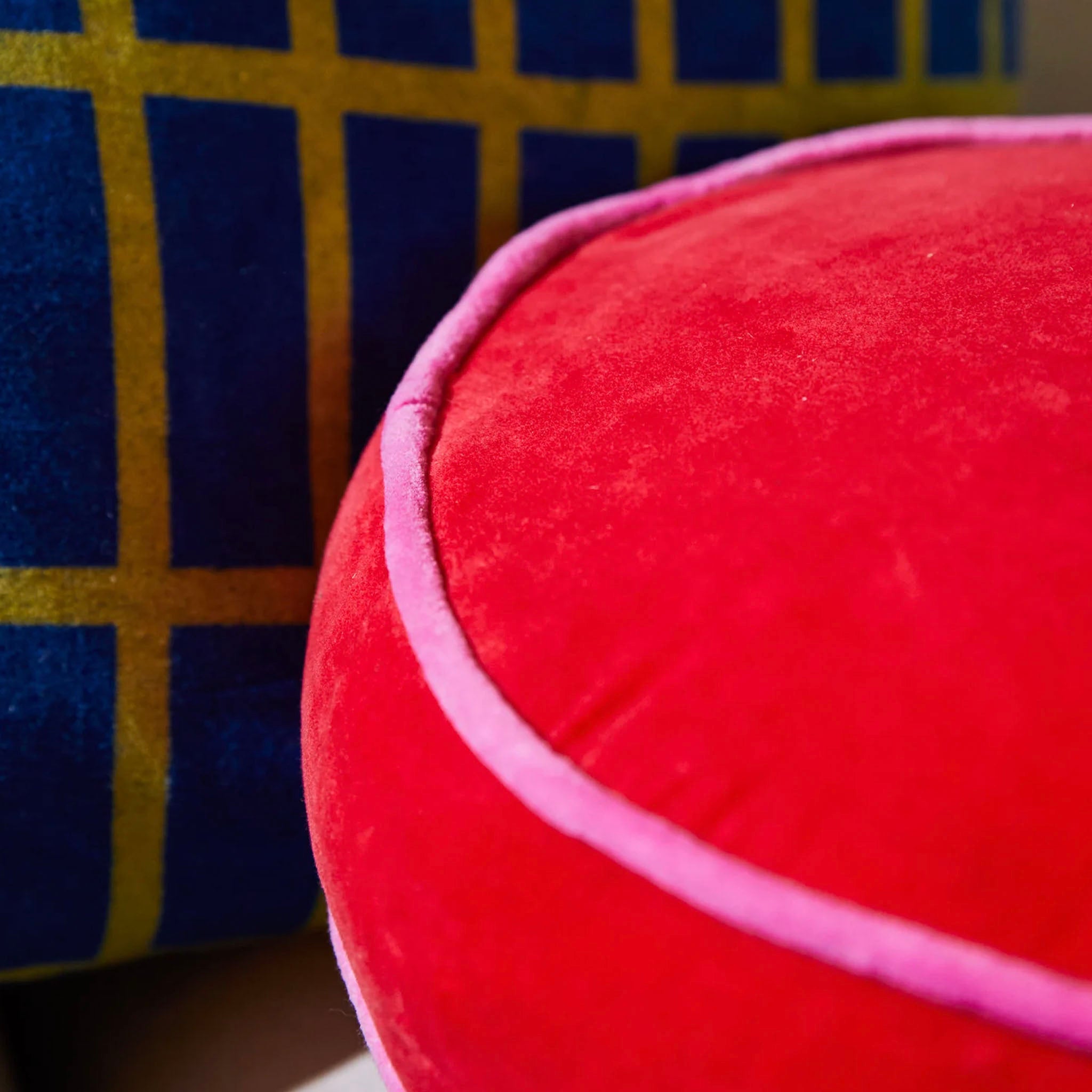 Sage x Clare Castilo Round Velvet Cushion - Fuchsia