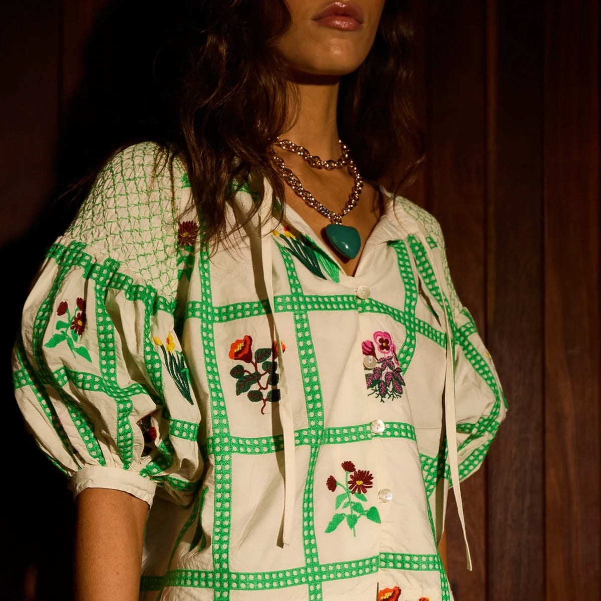Sage x Clare Florina Blouse - Porcelain