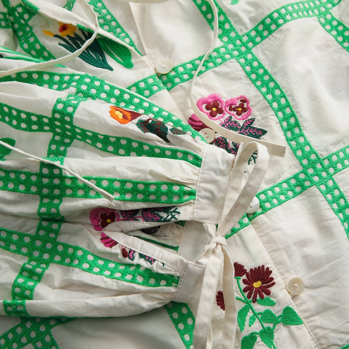 Sage x Clare Florina Blouse - Porcelain