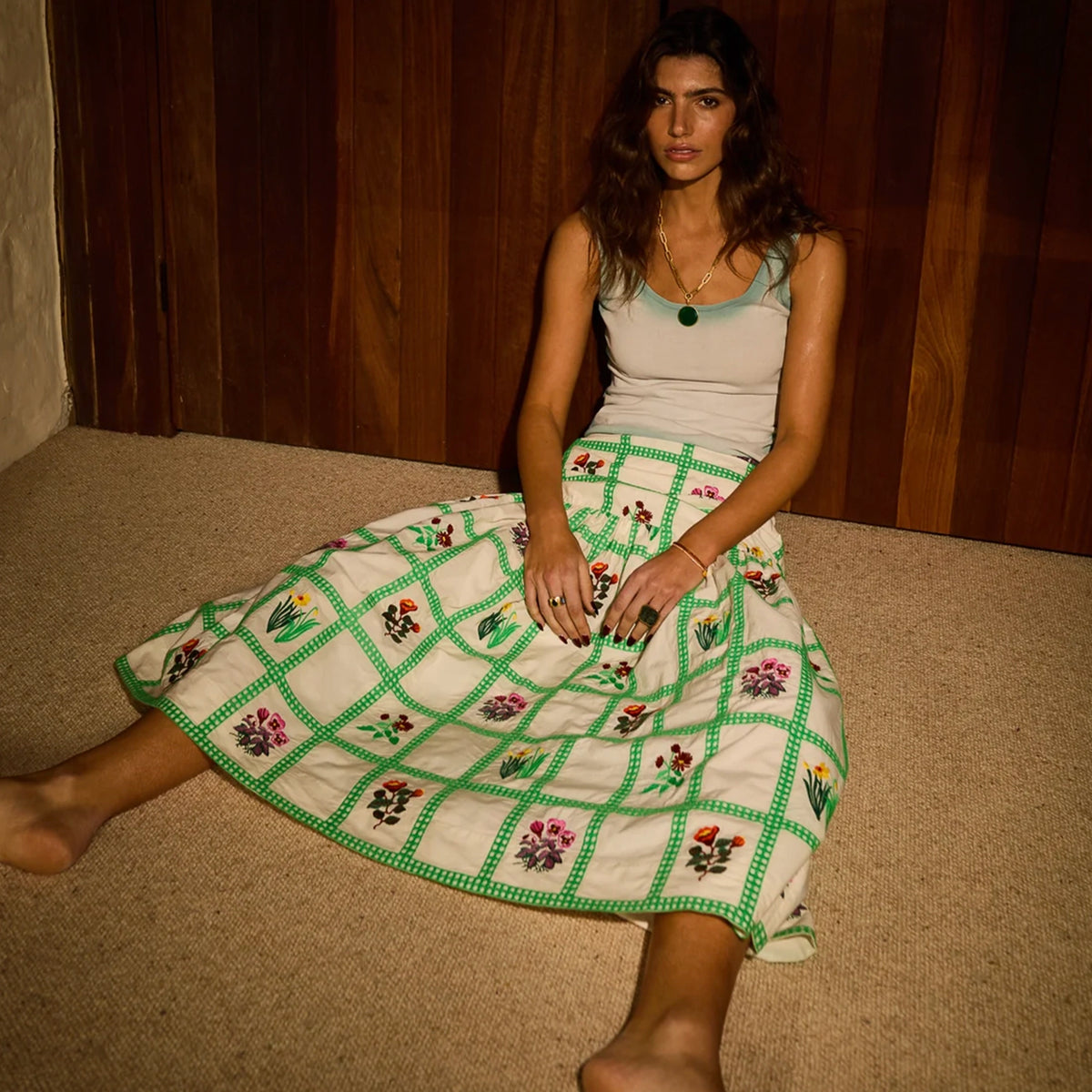 Sage x Clare Florina Maxi Skirt - Porcelain