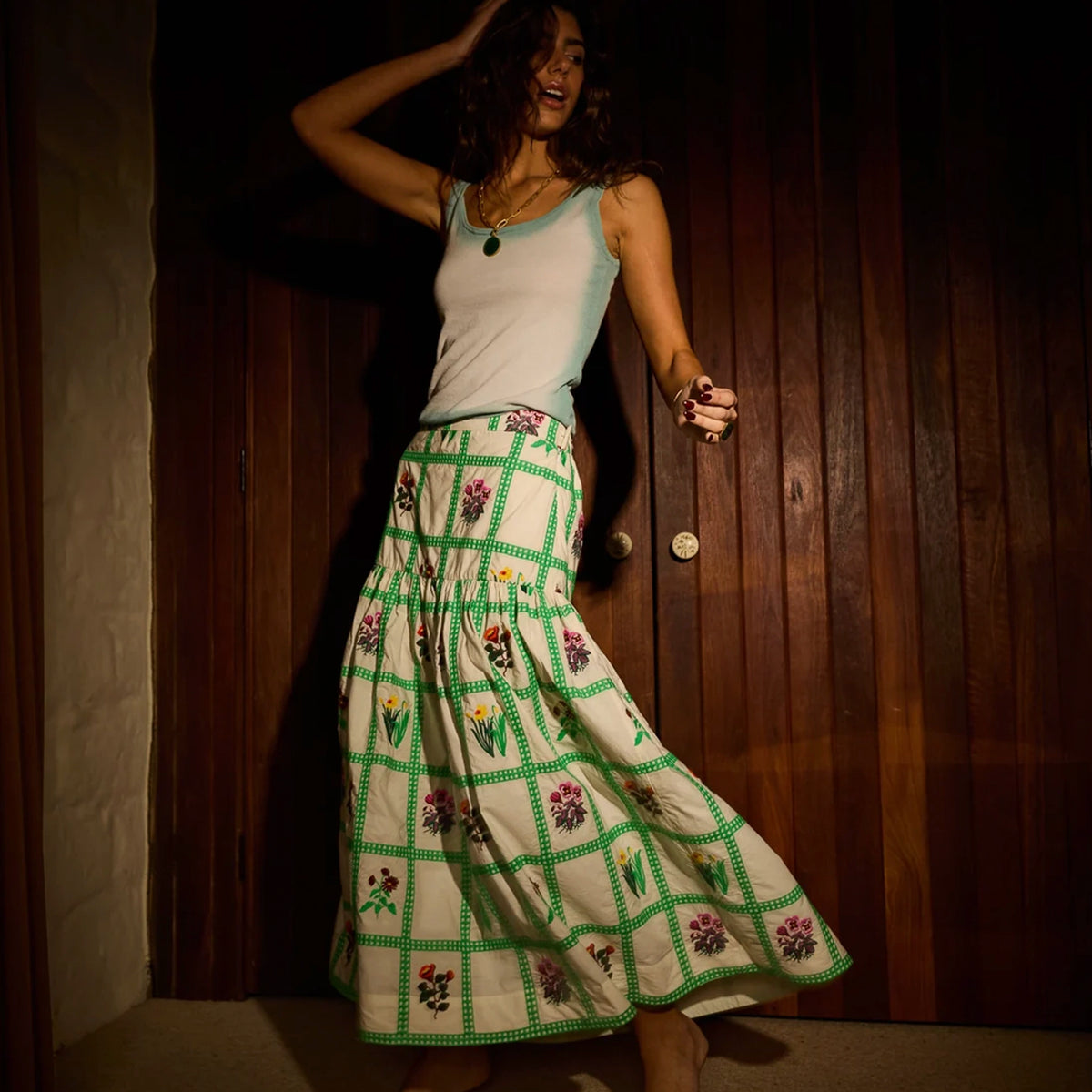 Sage x Clare Florina Maxi Skirt - Porcelain