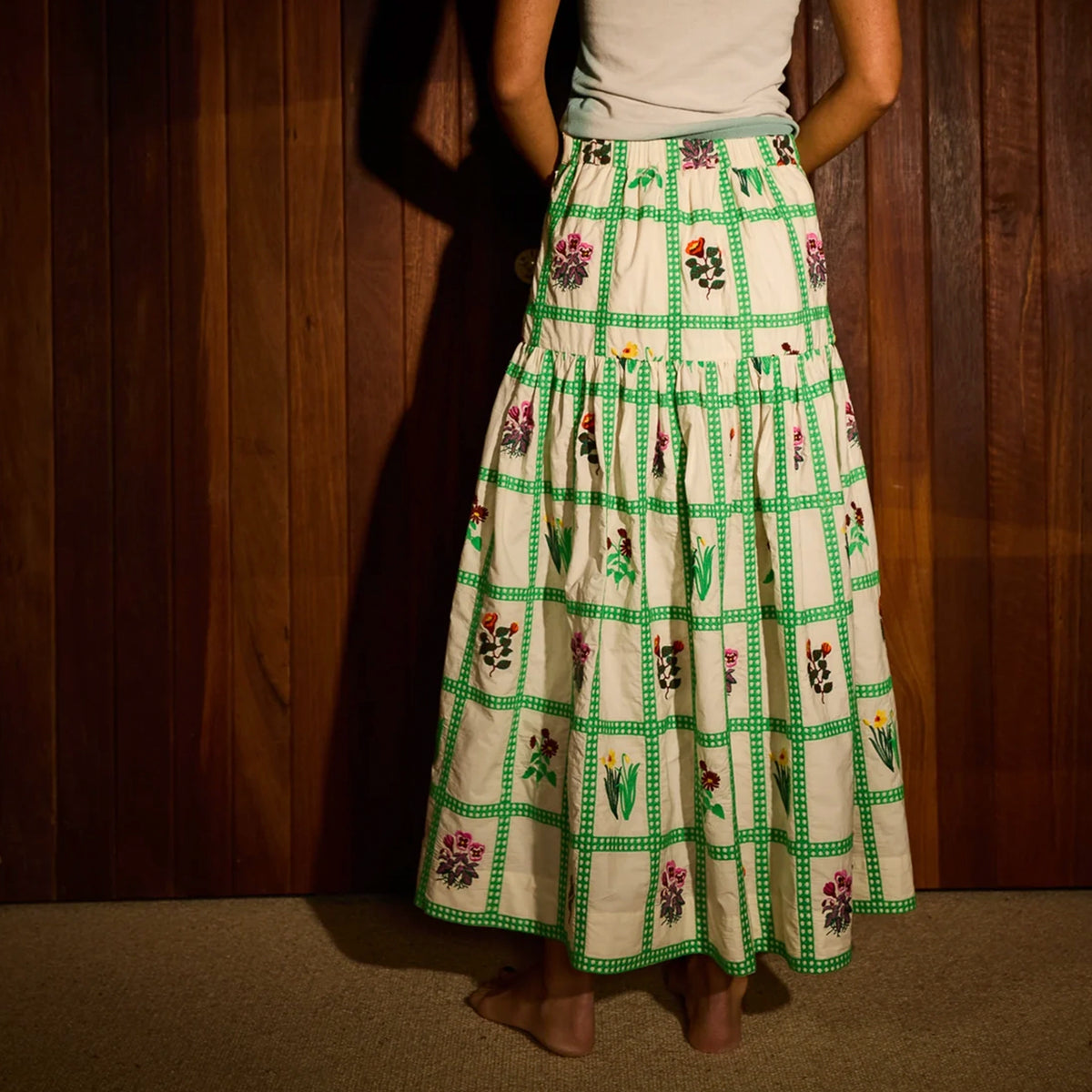 Sage x Clare Florina Maxi Skirt - Porcelain