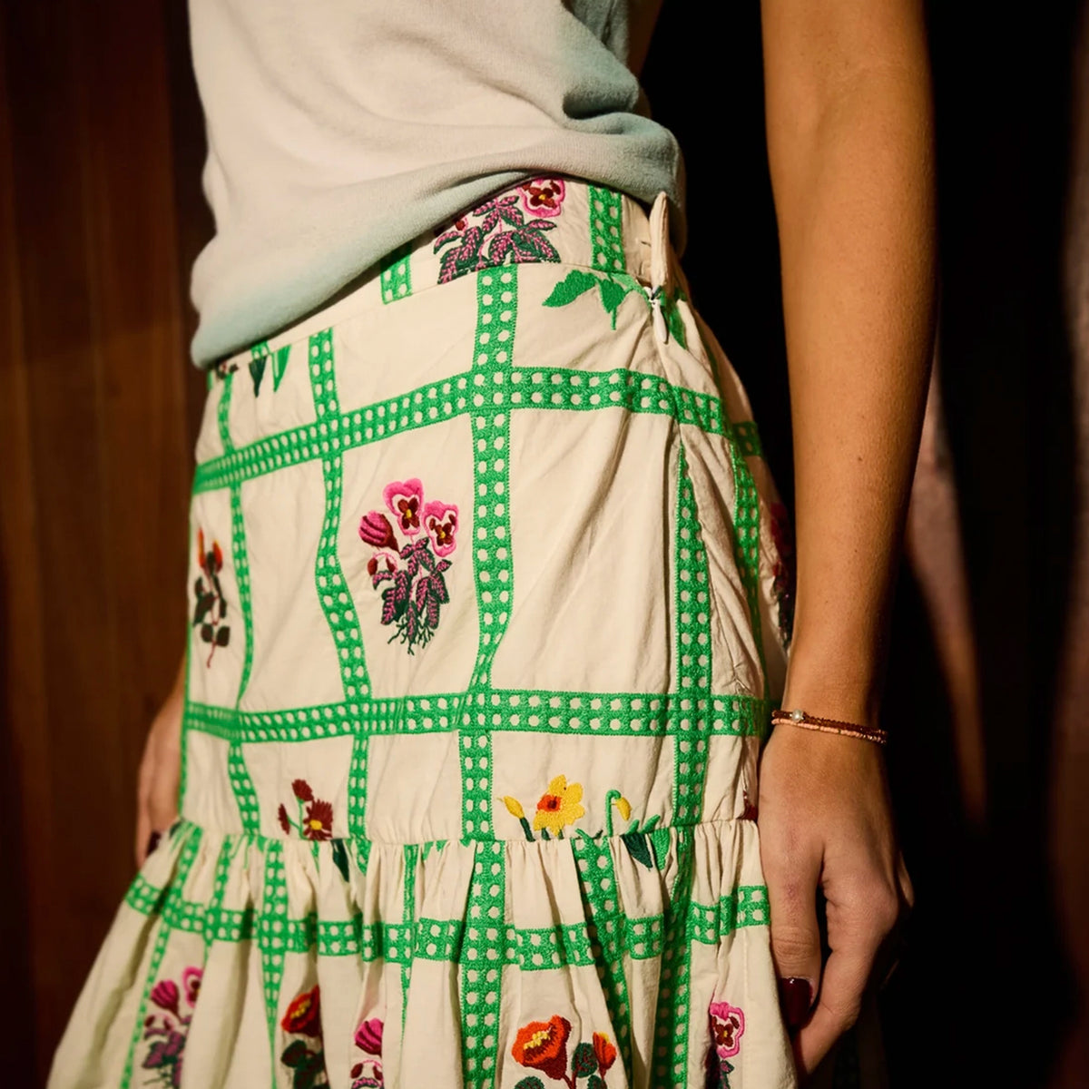 Sage x Clare Florina Maxi Skirt - Porcelain