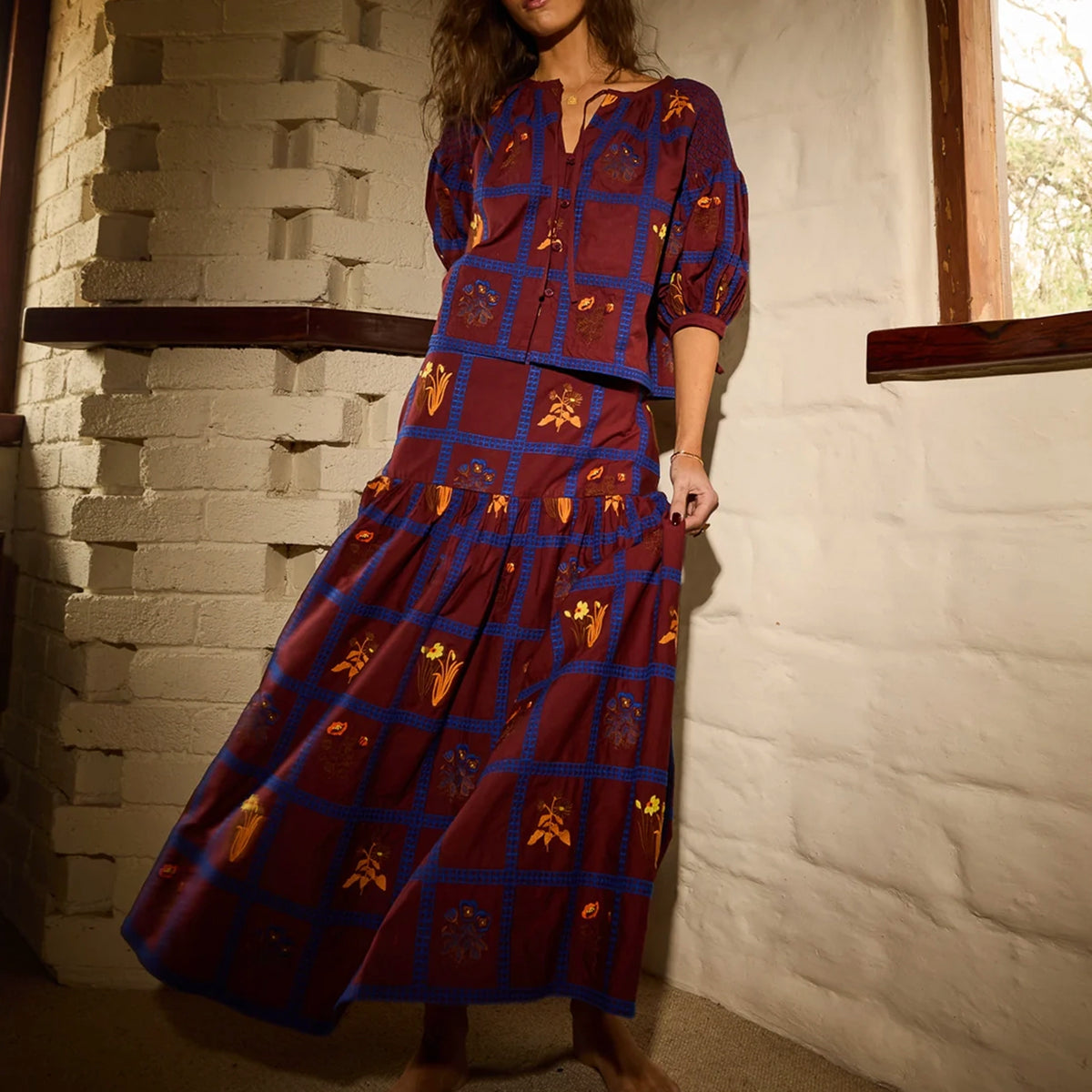 Sage x Clare Florina Maxi Skirt - Rosewood