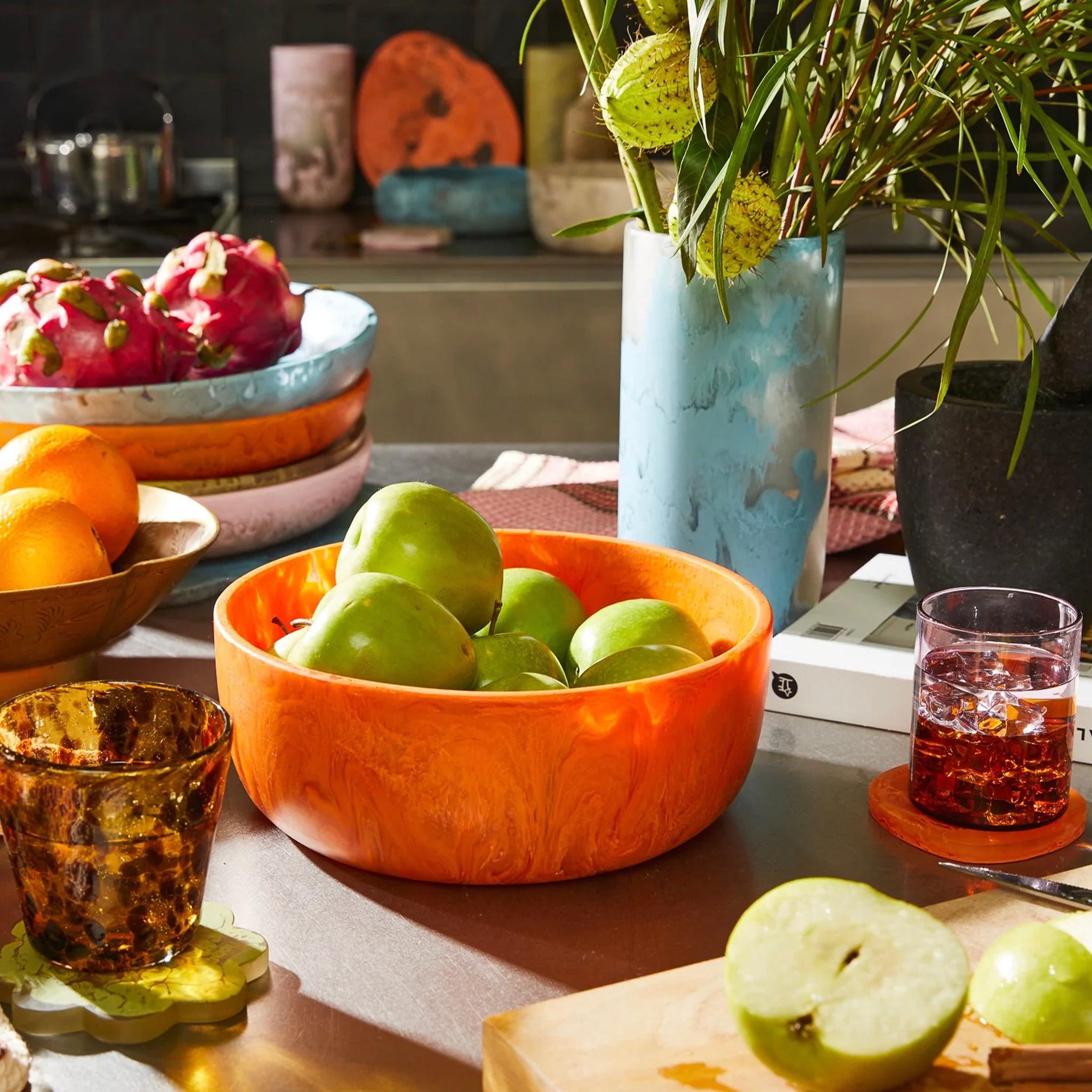 Sage x Clare Resin Mazzini Bowl - Persimmon
