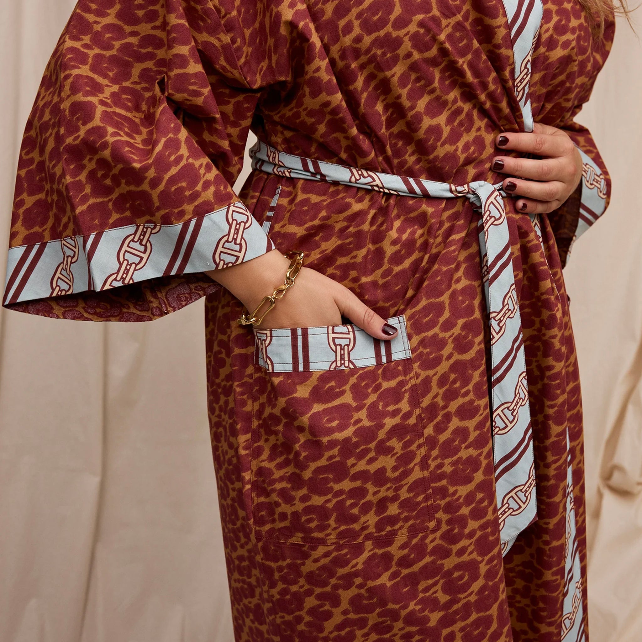 Sage x Clare Odette Organic Cotton Bath Robe - Mahogany
