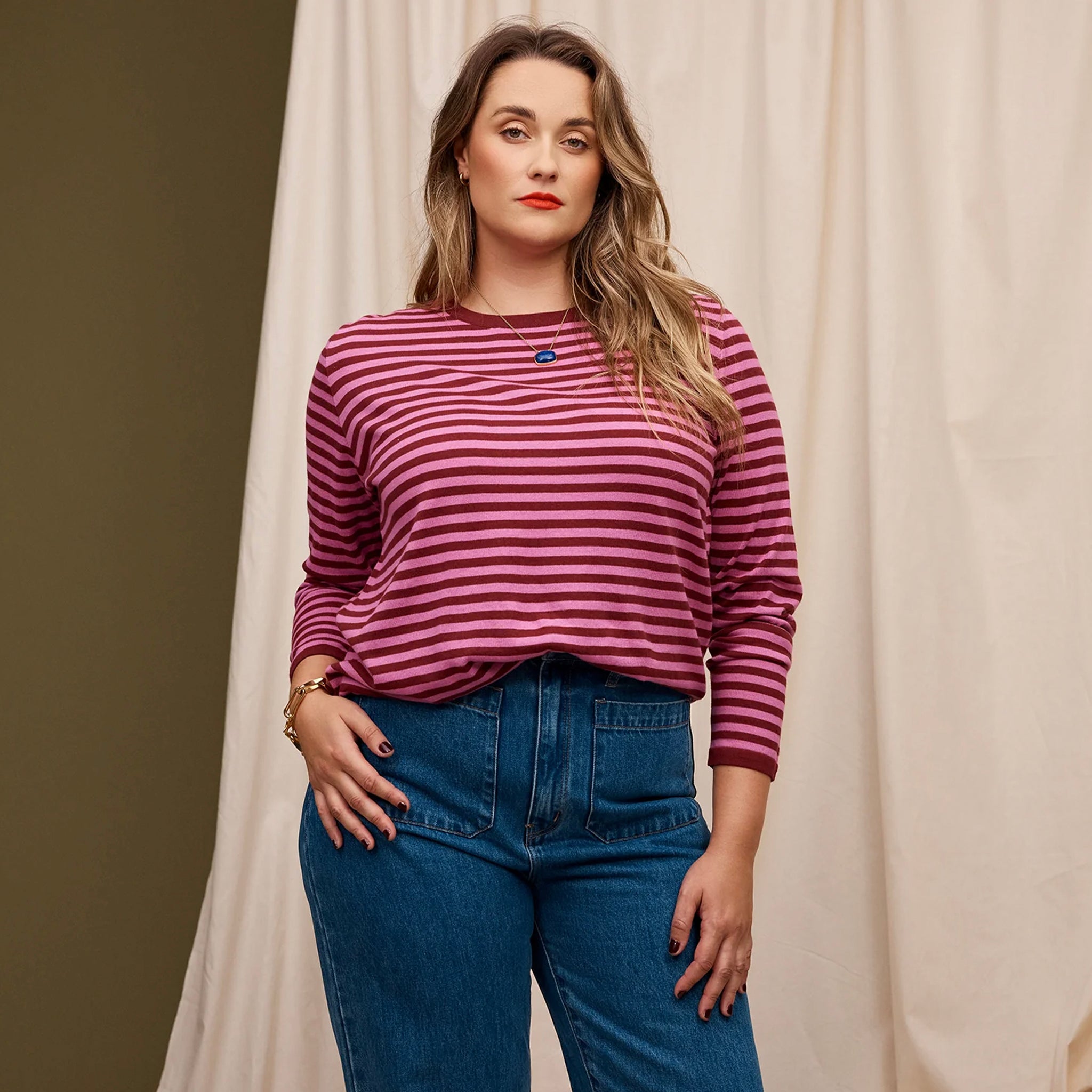 Sage x Clare Pierre Organic Cotton Top - Fuchsia