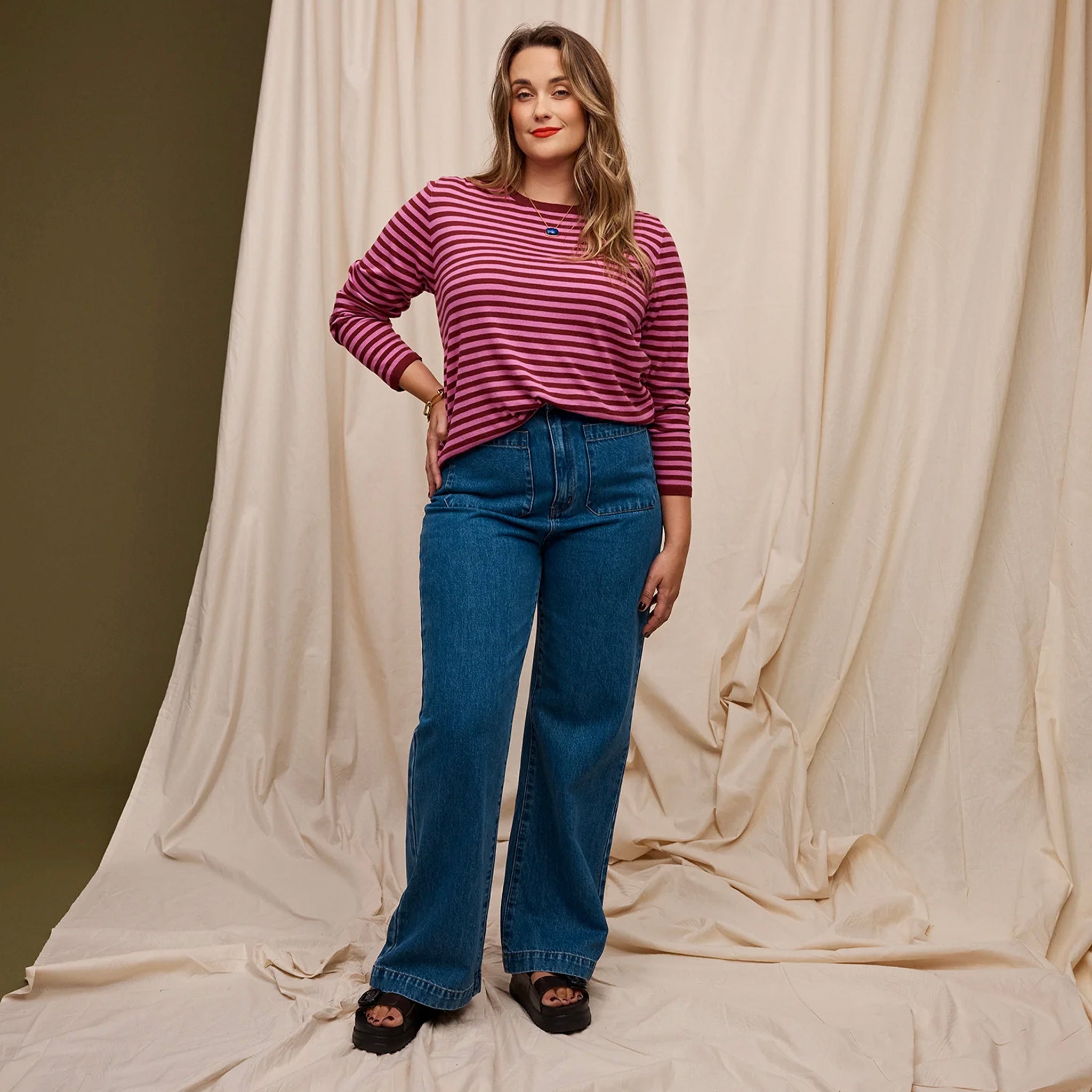 Sage x Clare Pierre Organic Cotton Top - Fuchsia