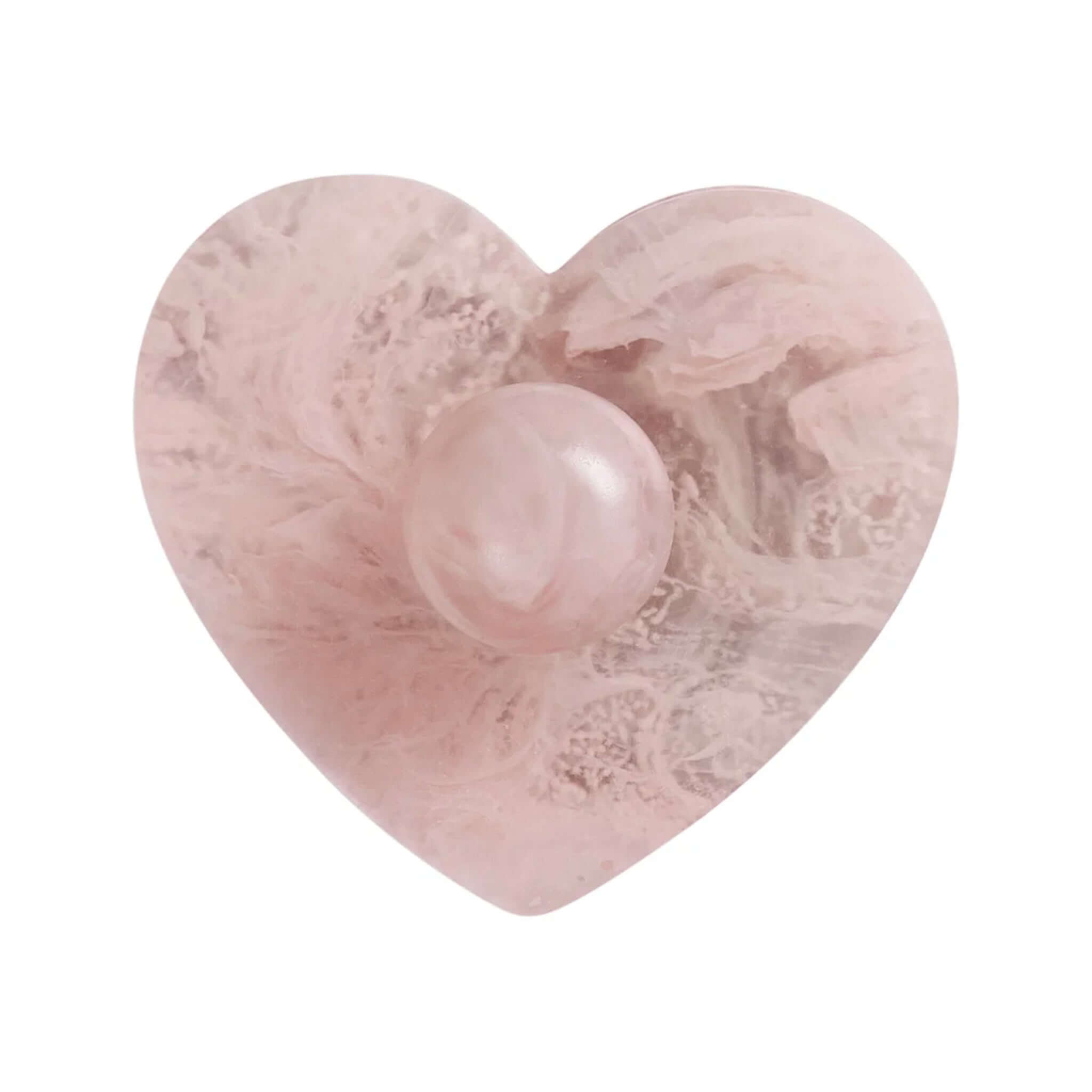 Sage x Clare Resin Harmony Stacking Jewelry Box Set - Orchid heart-shaped blush lid with bobble handle