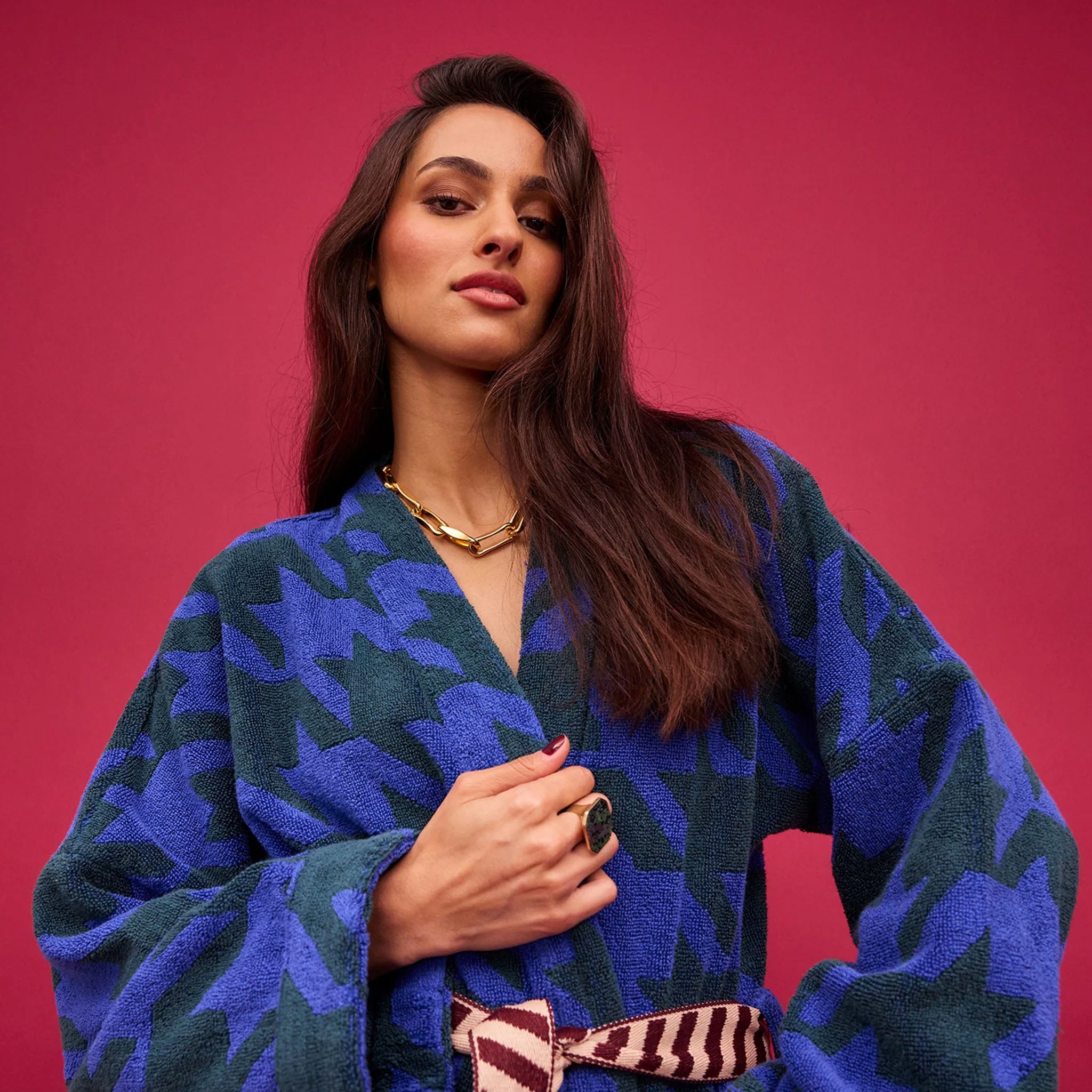 Sage x Clare Vinita Towelling Robe - Lapis