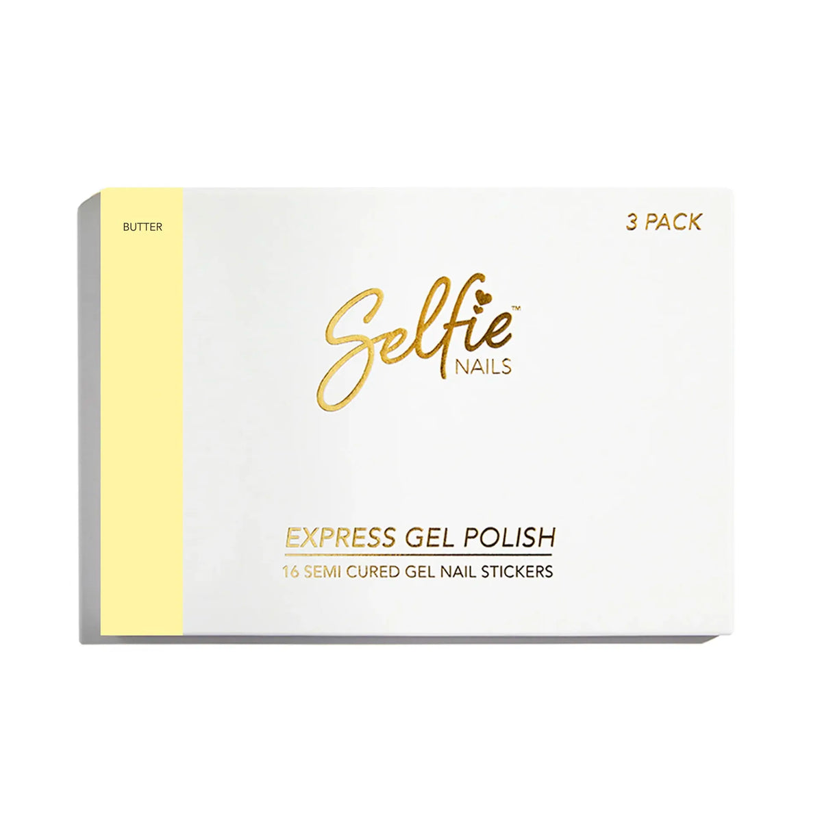 Selfie Nails Express Gel Polish Strips in Butter, pale yellow manicure