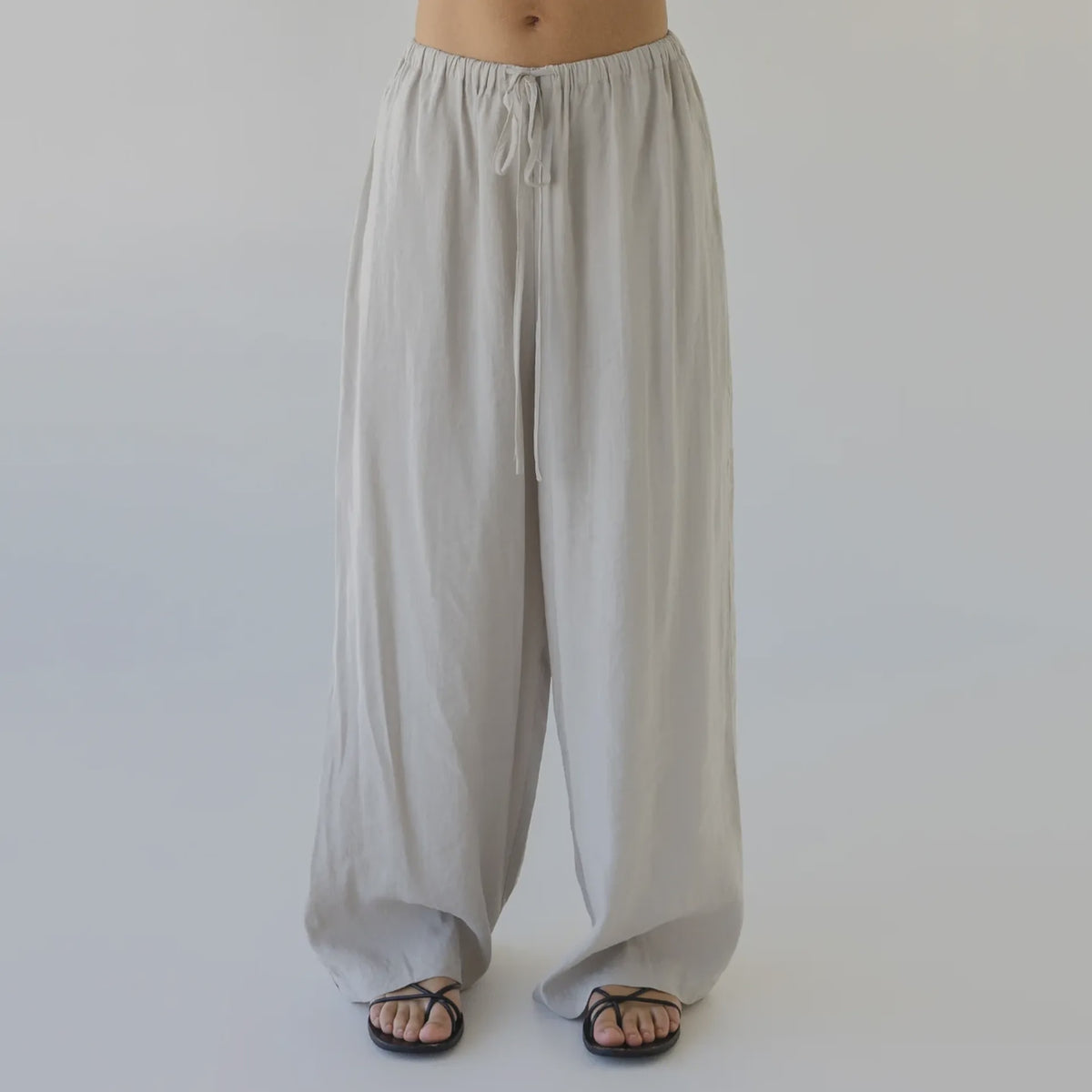 Sophie Silky Wide Leg Pants - Pebble