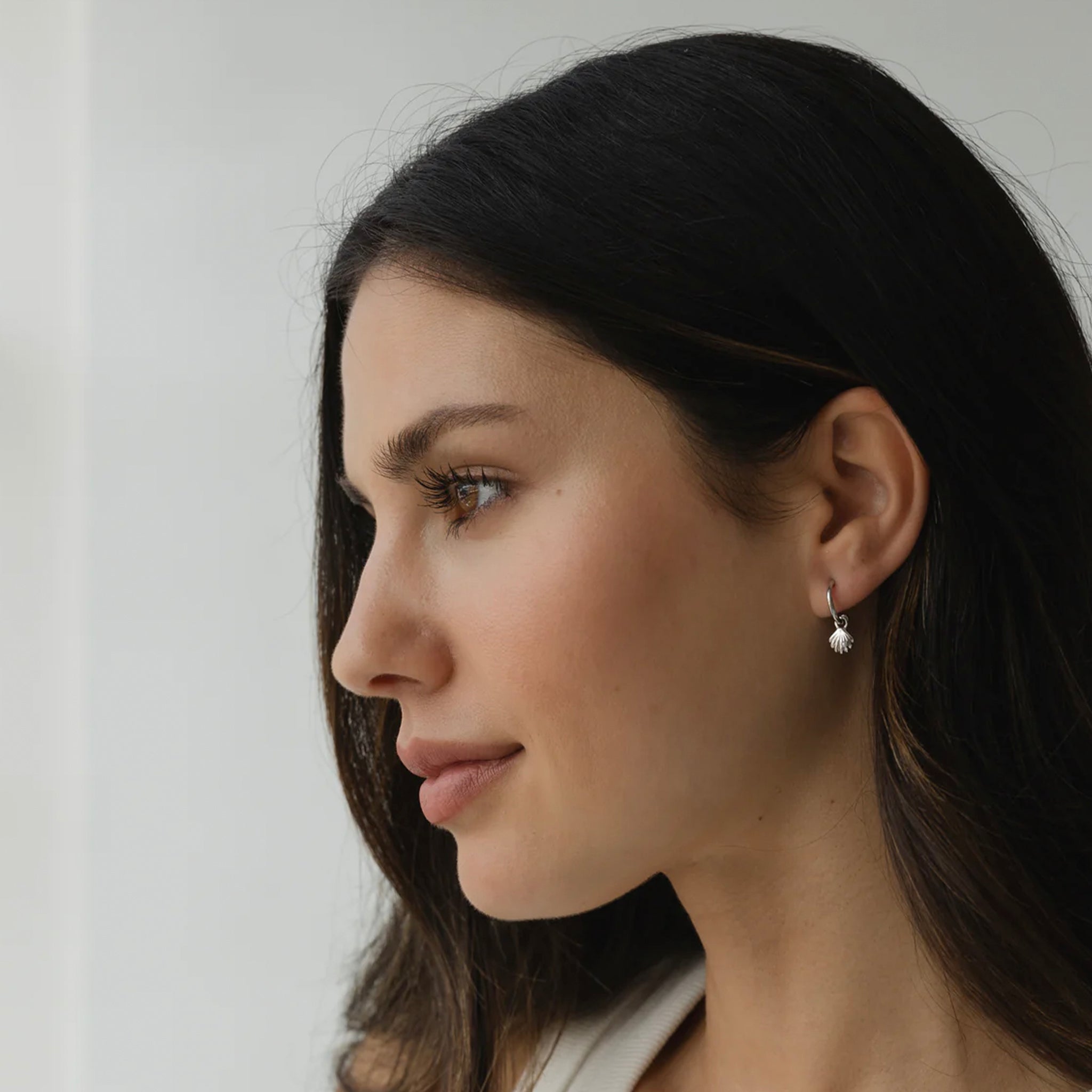 Sophie She Shell Hoop Stud Earrings