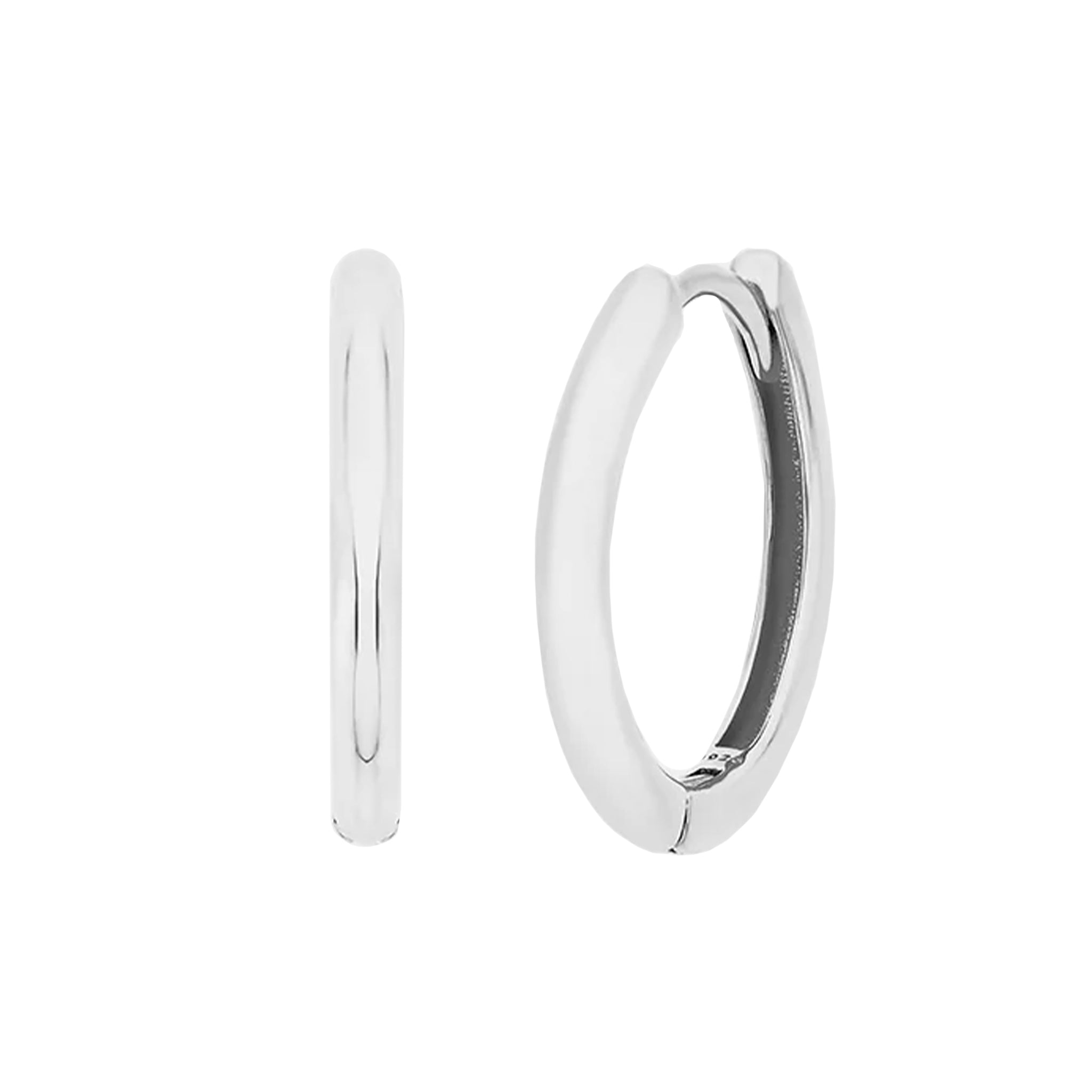 Silver hoop earrings on a white background