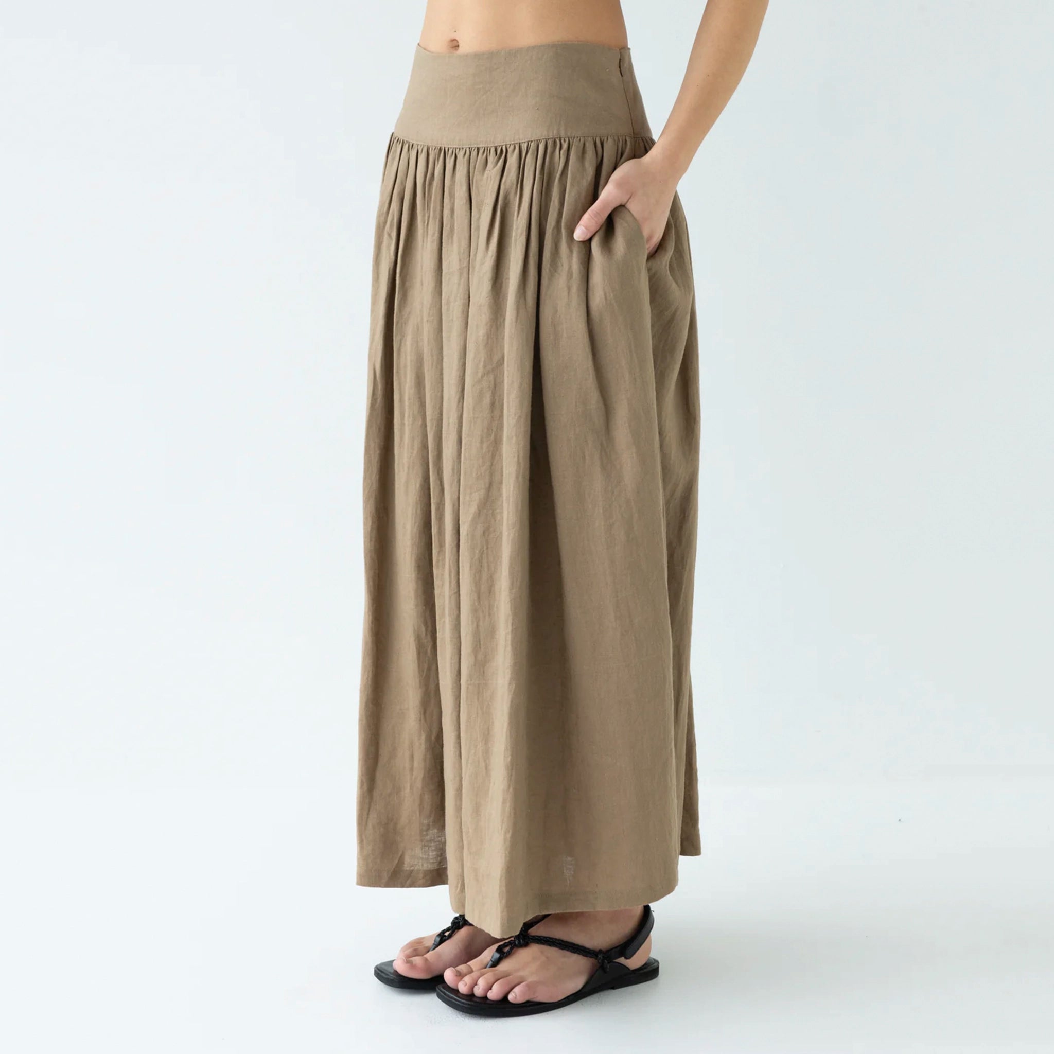 Sophie I'm Ready Linen Skirt - Hay
