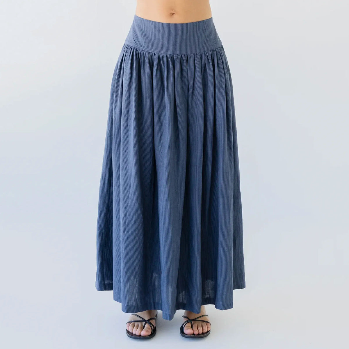 Sophie I'm Ready Linen Skirt - Ink Stripe