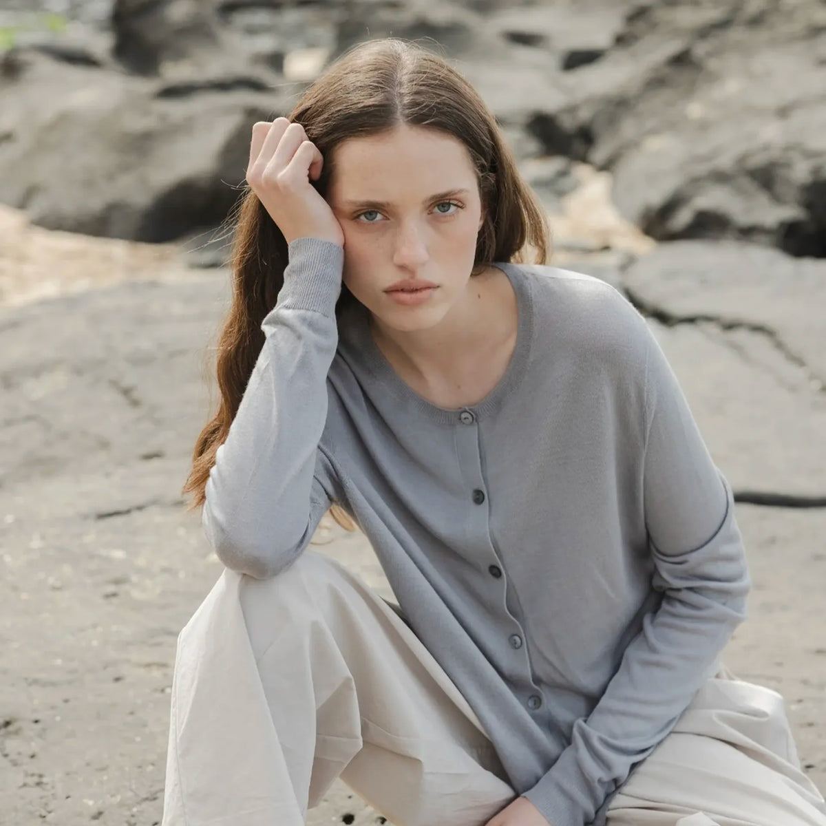 Sophie Knit Button Cardigan - Sky