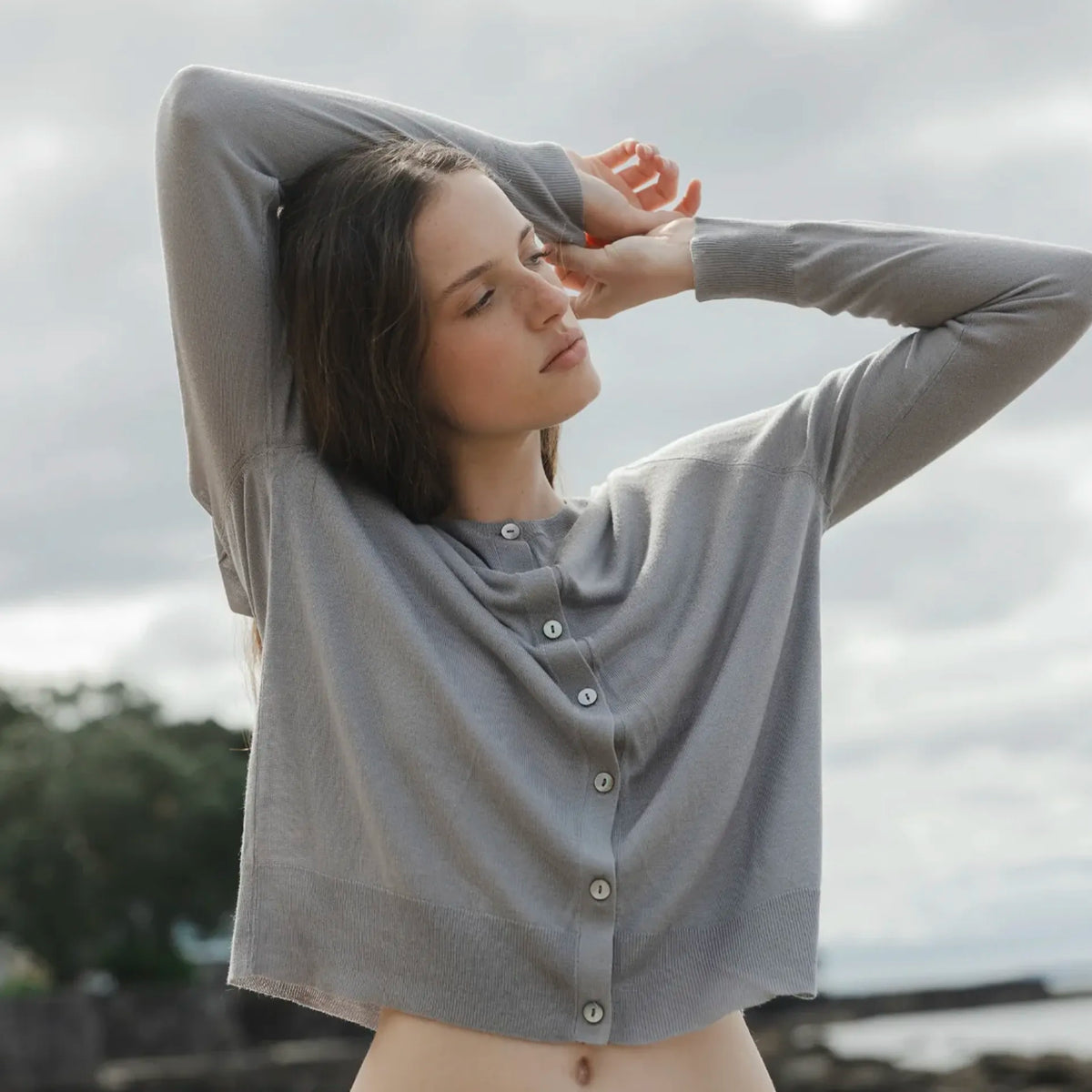 Sophie Knit Button Cardigan - Sky