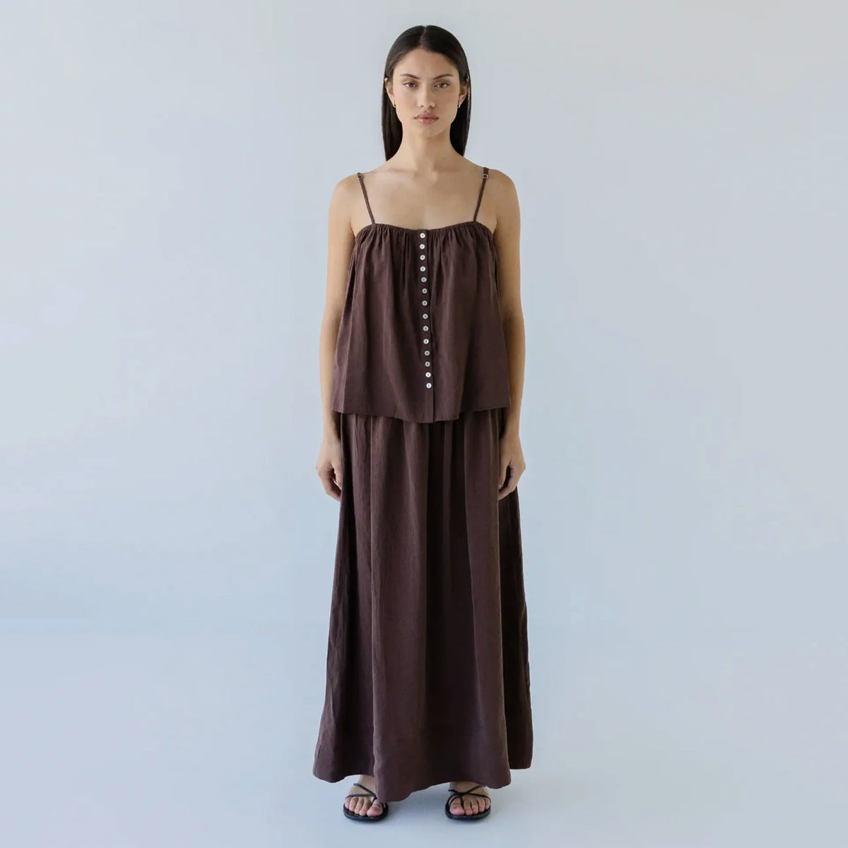 Sophie Silky Maxi Skirt - Earth